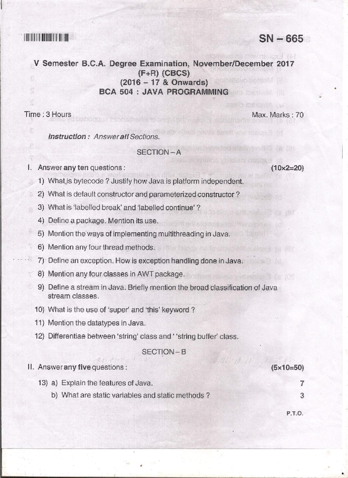 Sample/practice exam Spring 2017, questions - JAVA Programming - Studocu