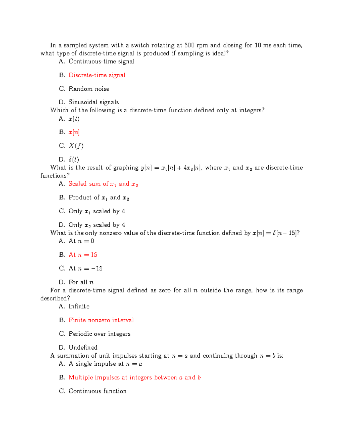 Discrete-Time Signal Concepts and Properties - Exam Review Guide (Final ...