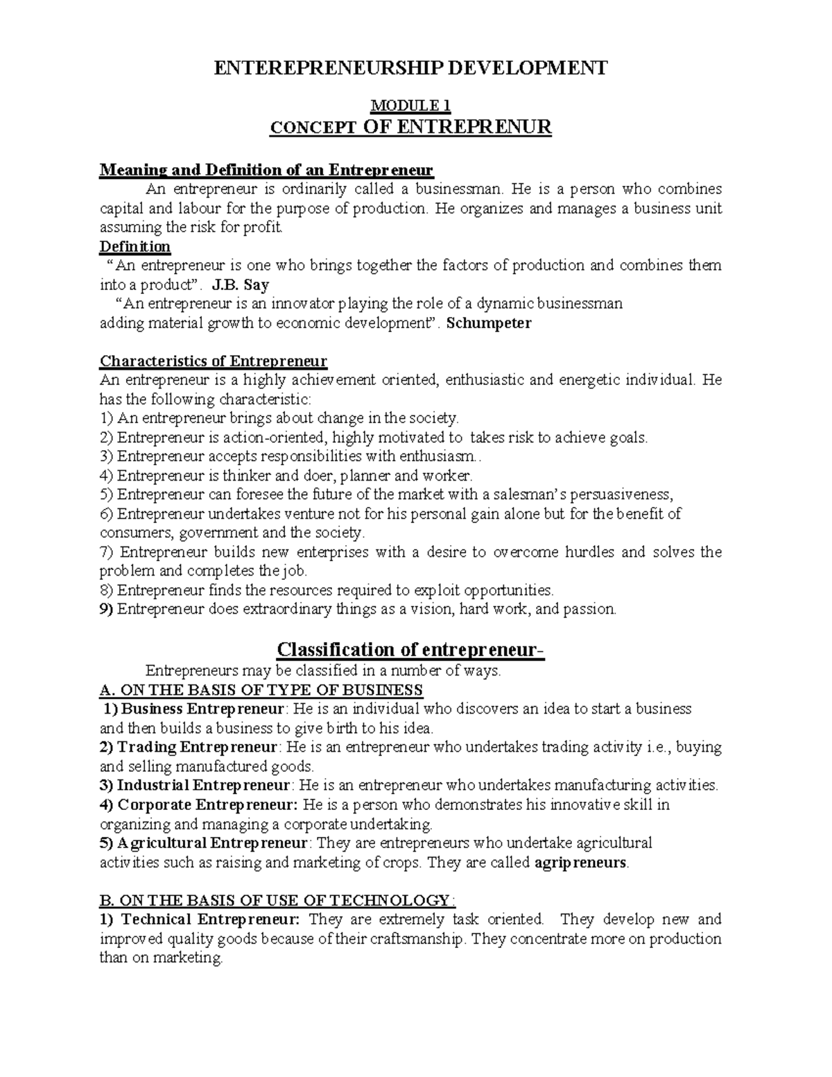 EDP Module 1 - Entrepreneural development - ENTEREPRENEURSHIP ...