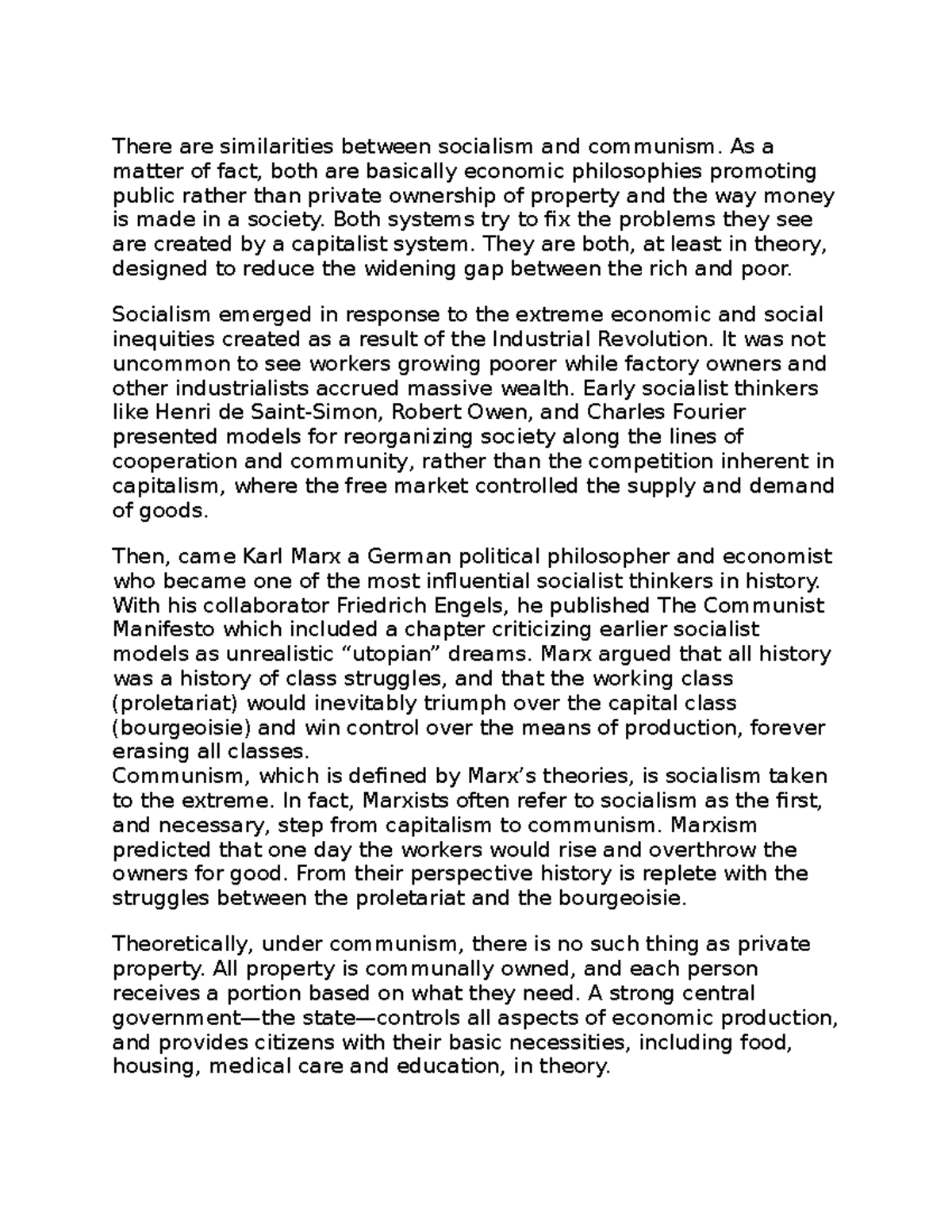 Socialism v communism - notes - There are similarities between ...