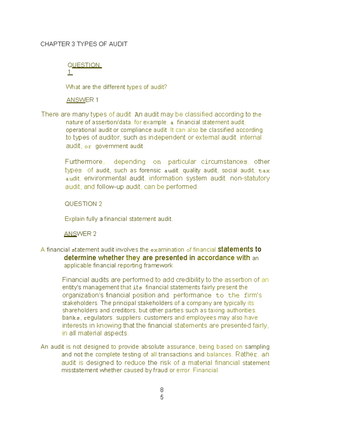 CHAPTER 3: TYPES OF AUDIT - Key Concepts and Explanations - Studocu