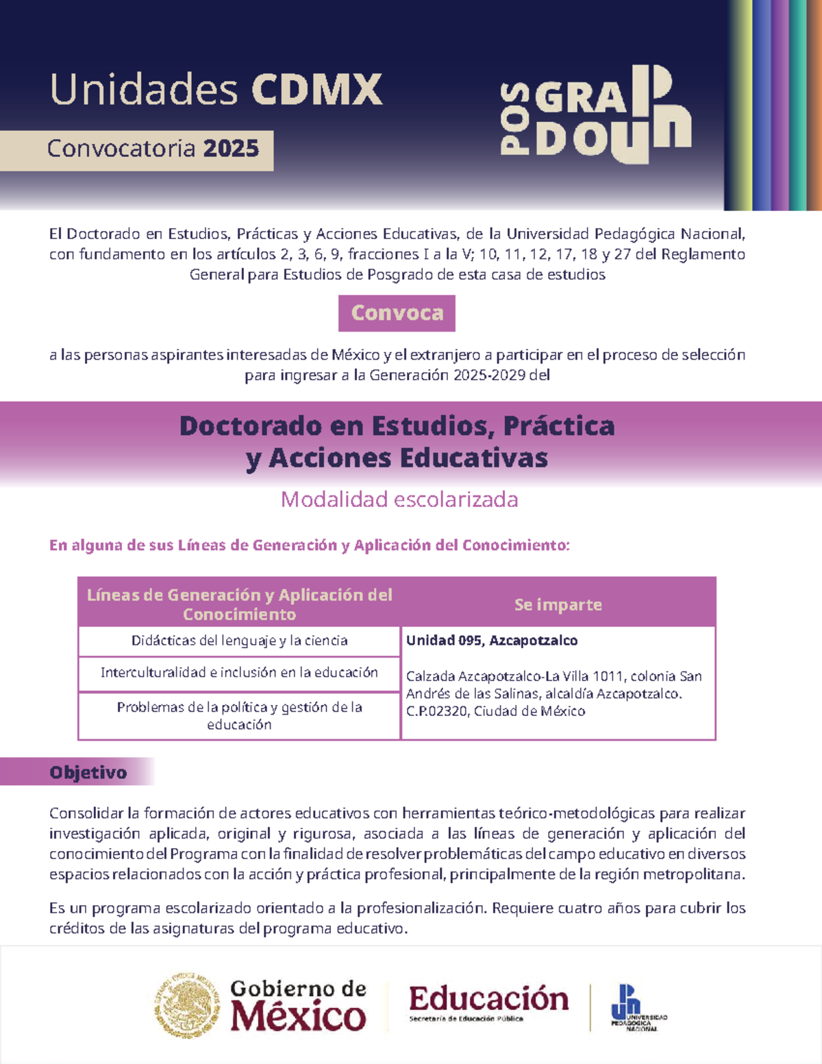 Convocatoria 2025 para el Doctorado en Estudios y Prácticas Educativas ...