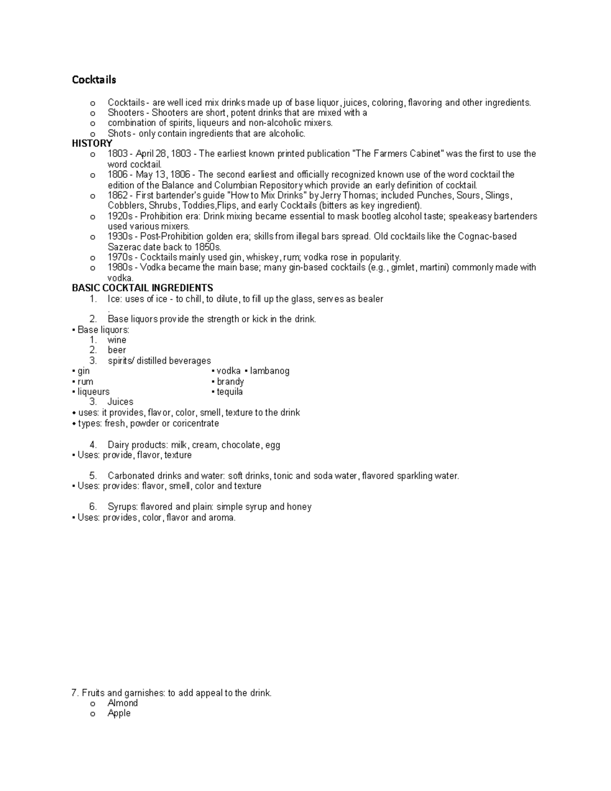 Cocktail Mixology: History, Ingredients, and Techniques (Course 22 ...