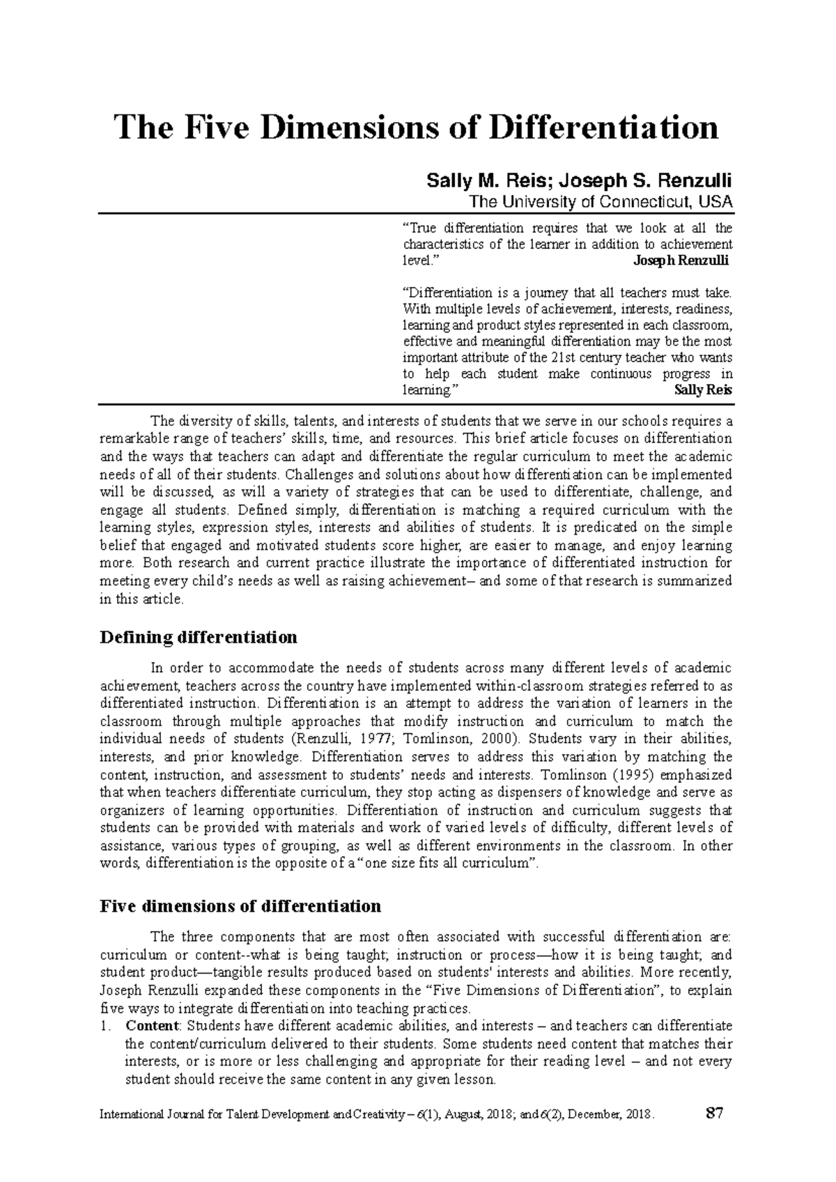 Differentiated Instruction: Five Dimensions for Effective Teaching ...