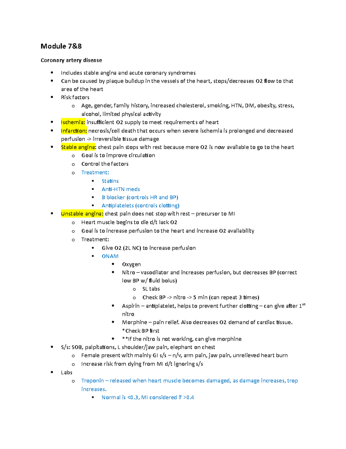 MDC3 Final Exam Study Guide - Coronary Artery Disease and Heart ...