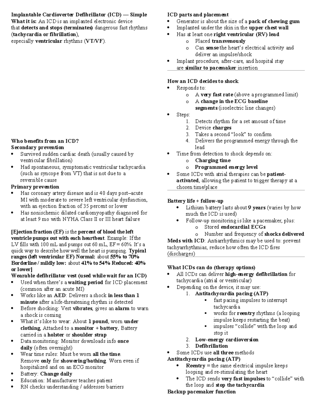 ICD 101: Understanding Implantable Cardioverter Defibrillators - Studocu