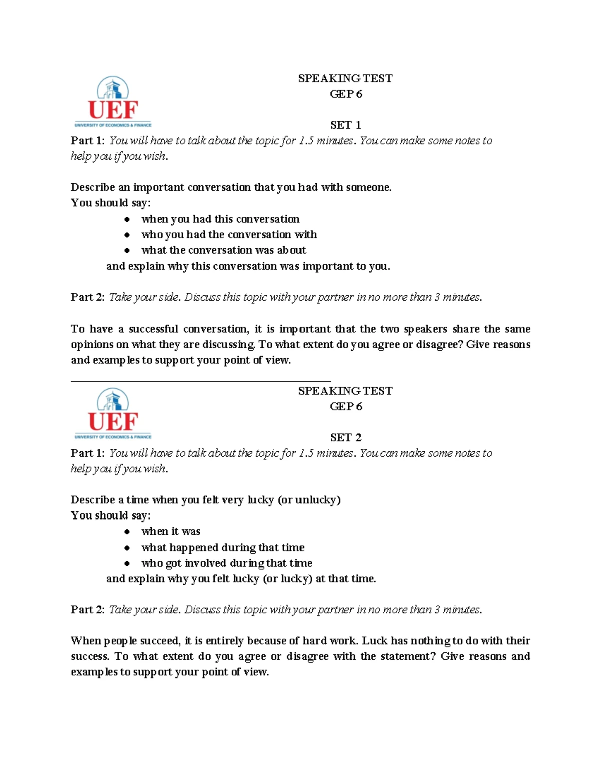 GEP 5 Speaking test - Guidelines (Sep 2022 updated) - UNIVERSITY OF ...