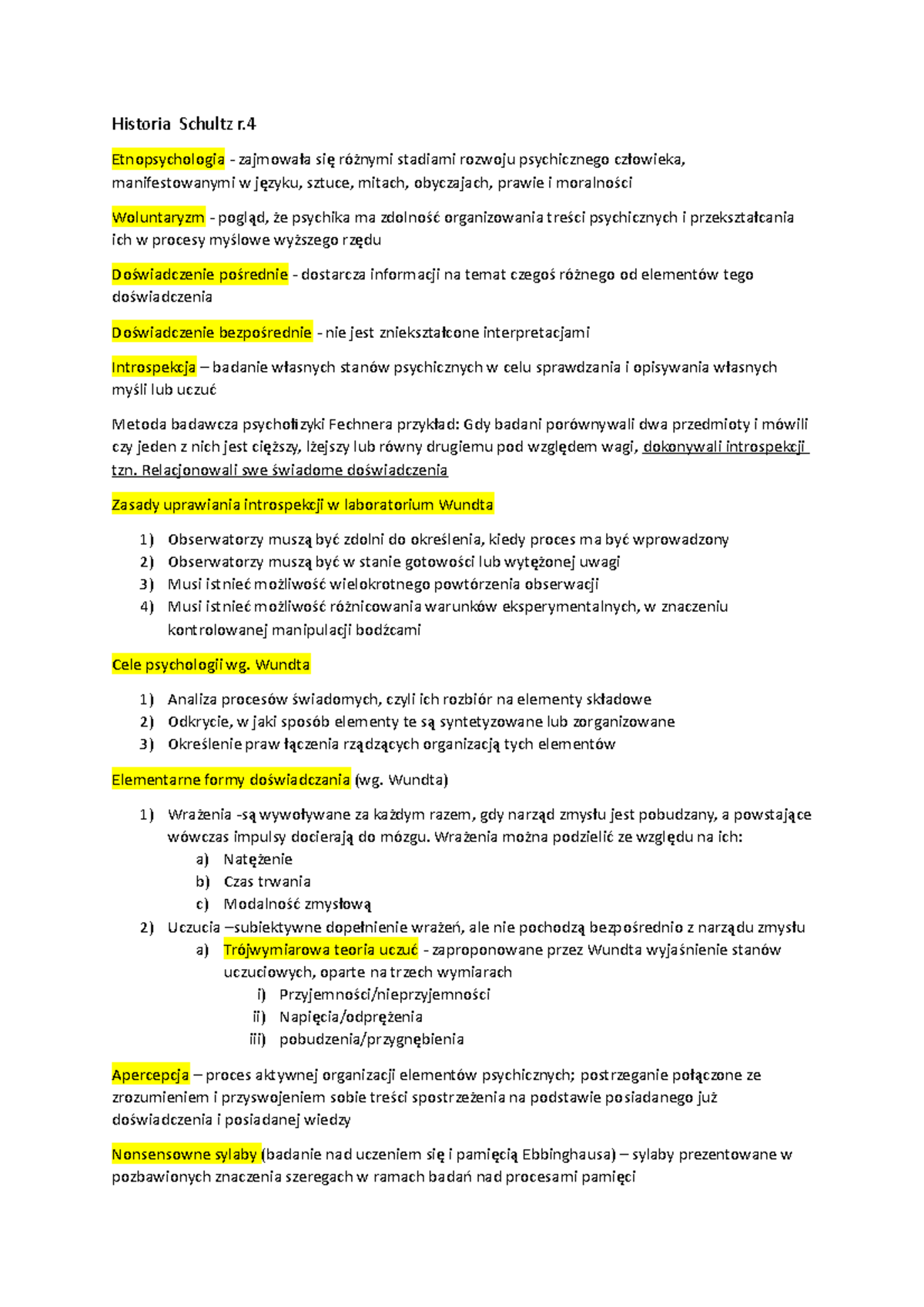 Schultz rozdział 4 - introspekcja - Historia Schultz r. Etnopsychologia ...