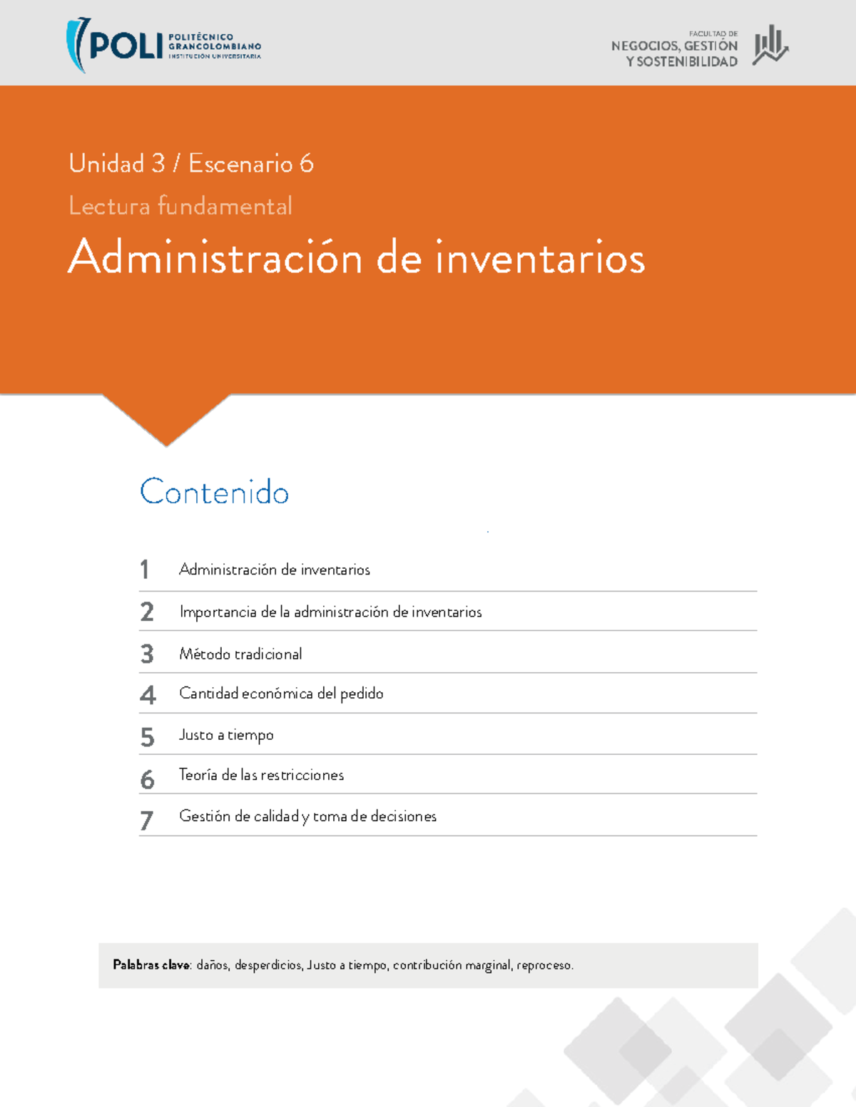 Lectura Fundamental 6 - Costos y Gestión de Inventarios - Studocu