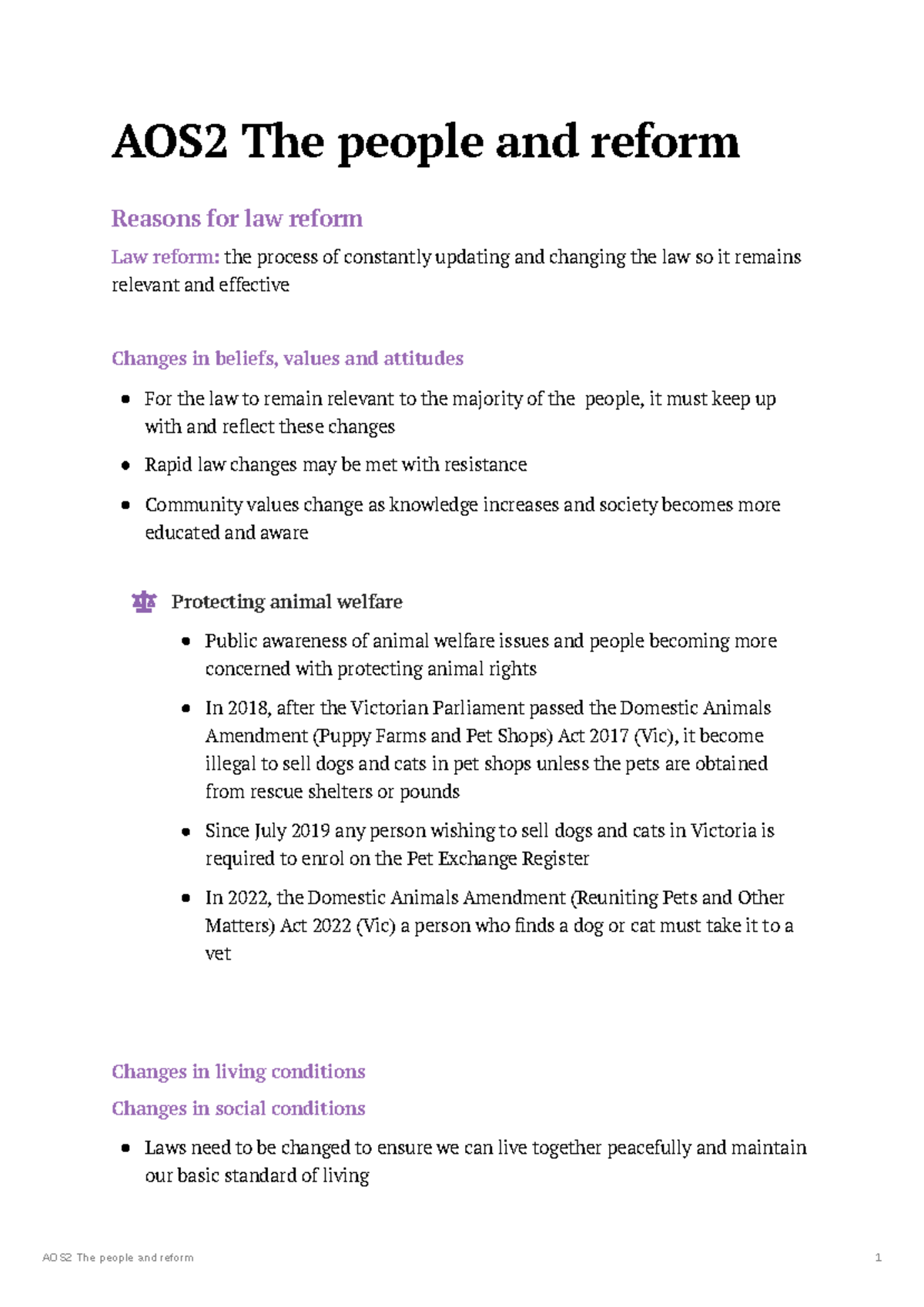 Legal Studies Unit 4 AOS2: The People and Law Reform Insights - Studocu