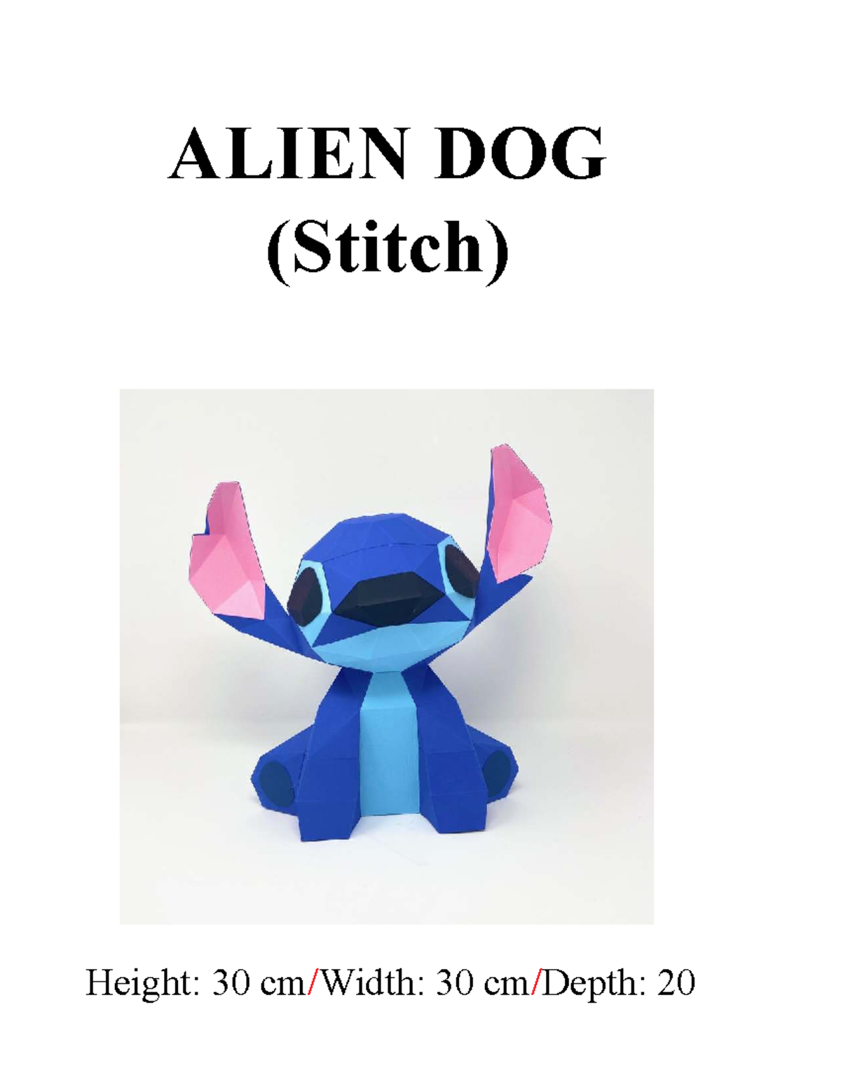 Stitch Low Poly Papercraft Instructions (Paperzone VN) - Studocu