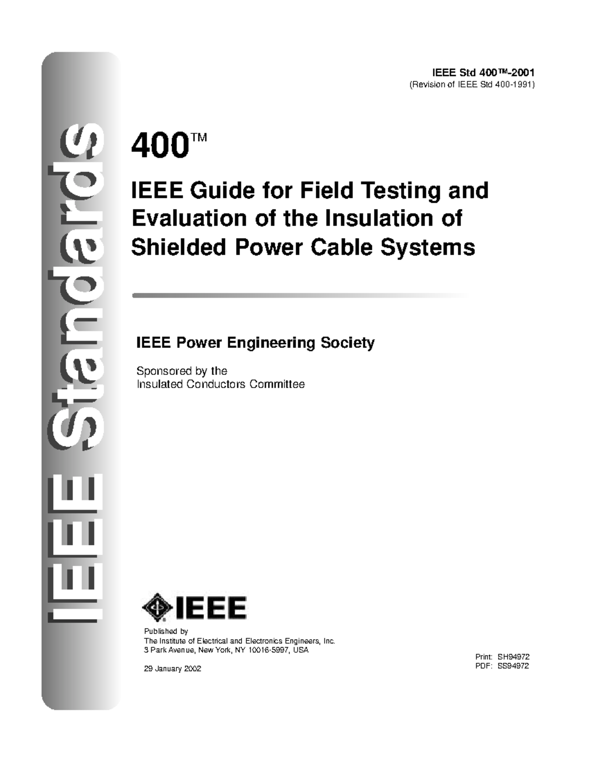 IEEE Std 400-2001: Guide for Field Testing Insulation in Power Cables - Document Preview