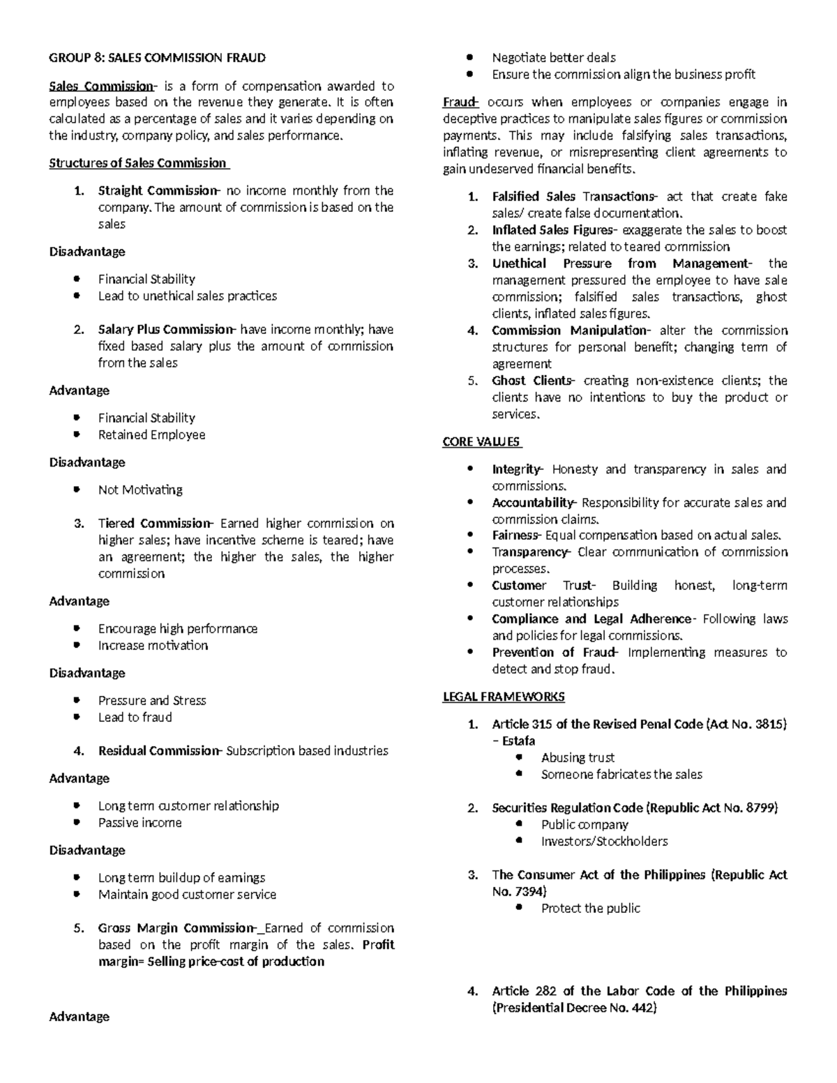 AASI 101: Sales Commission Fraud in Telecommunications - Notes - Studocu