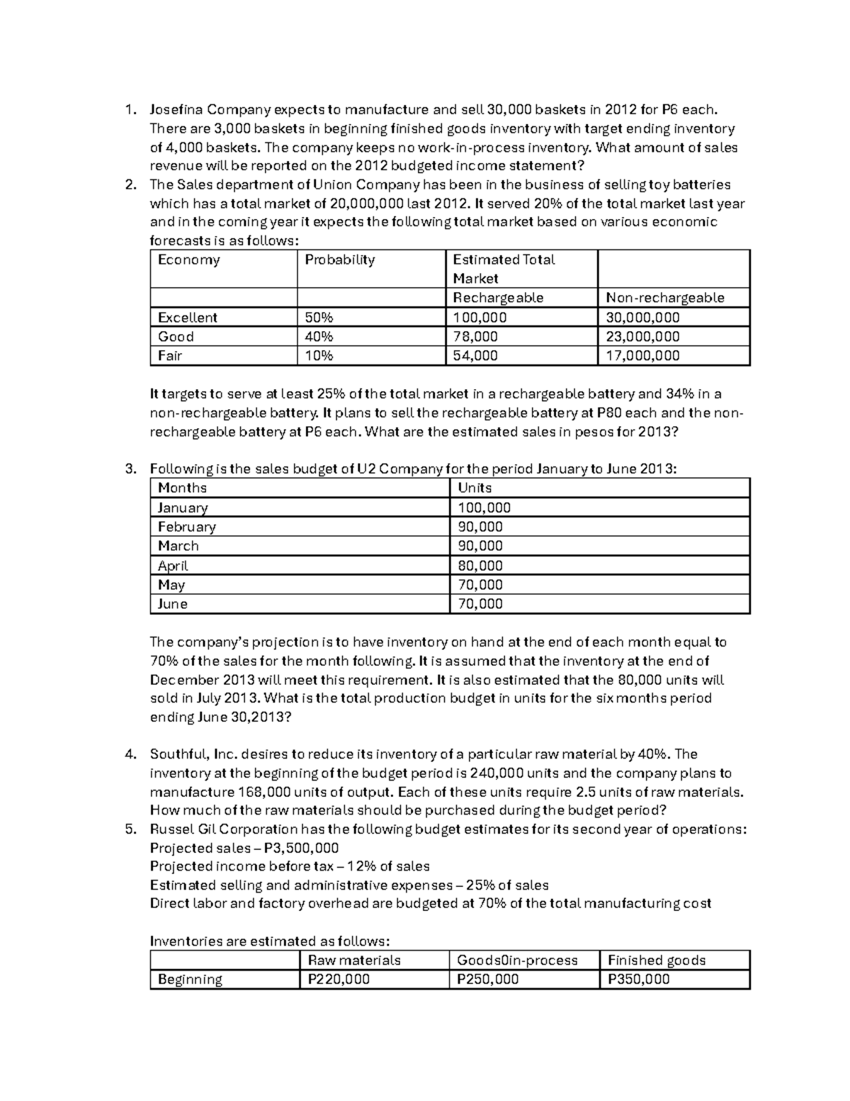 Budgeting Guided Exercises for Financial Analysis and Projections - Studocu