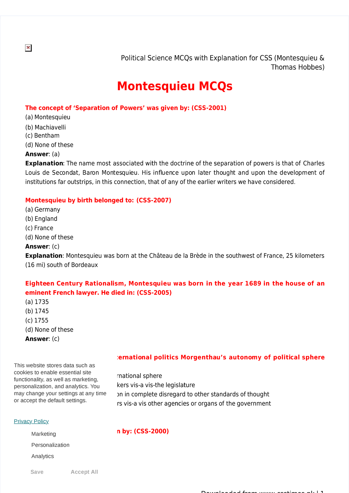 Pdf-political-science-mcqs-with-explanation-for-css-montesquieu-amp038 ...