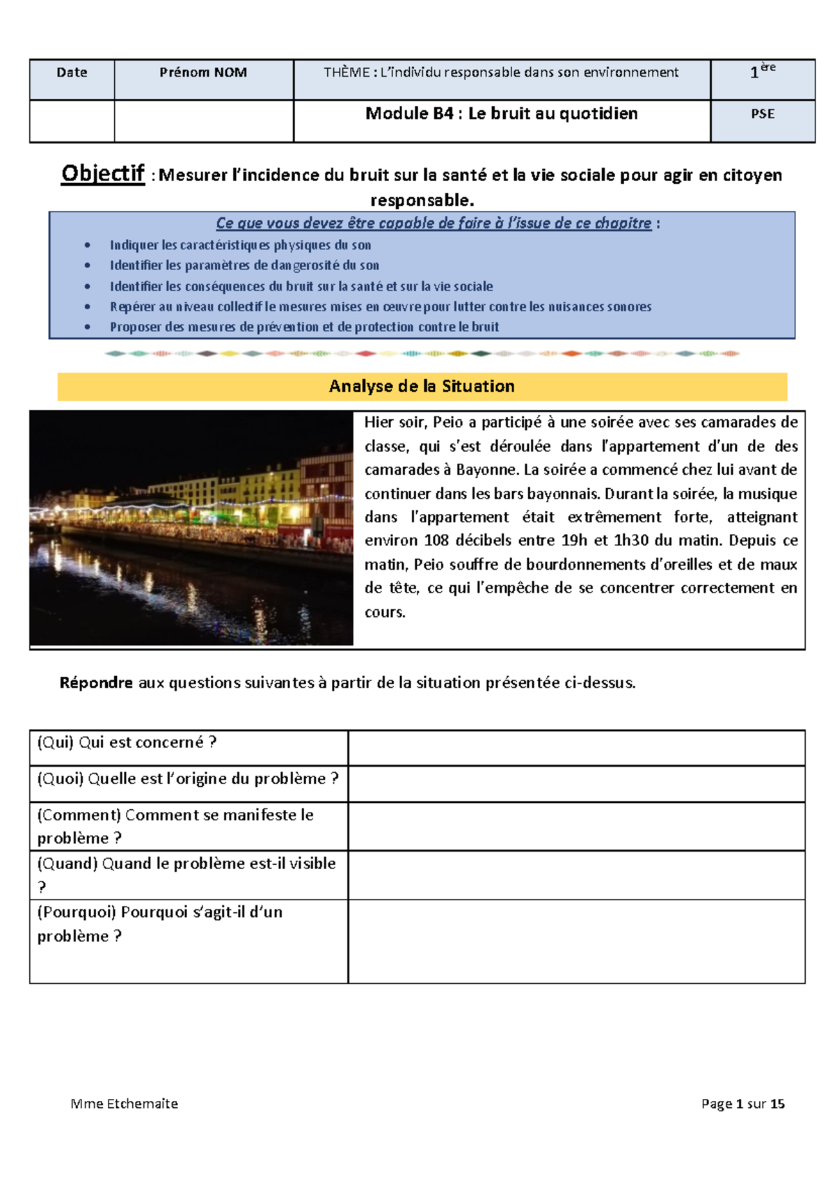 B4 PSE - Les Effets et Mesures Contre le Bruit au Quotidien - Studocu