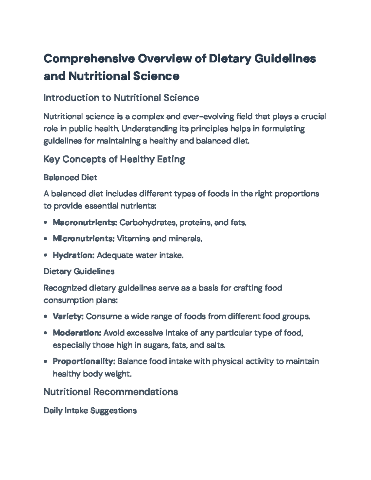 Dietary Guidelines & Nutritional Science Overview (NUTR 101) - Studocu