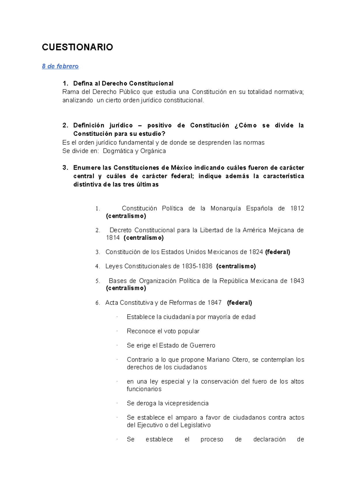 Cuestionario de Derecho Constitucional - Análisis y Definiciones - Studocu