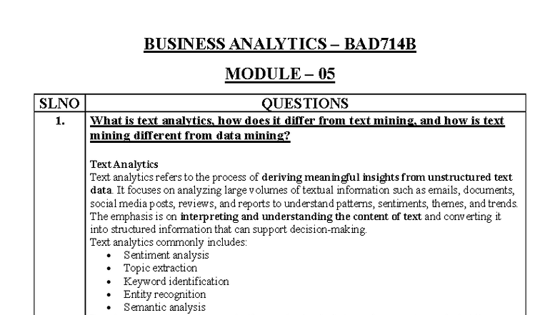 Business Analytics BAD714B Module 05: Text Analytics & Mining Insights ...
