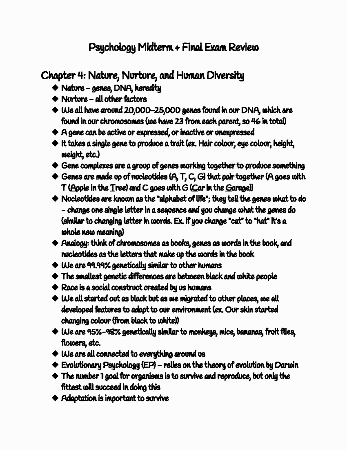Psychology PSY 101 Midterm & Final Exam Study Guide - Studocu