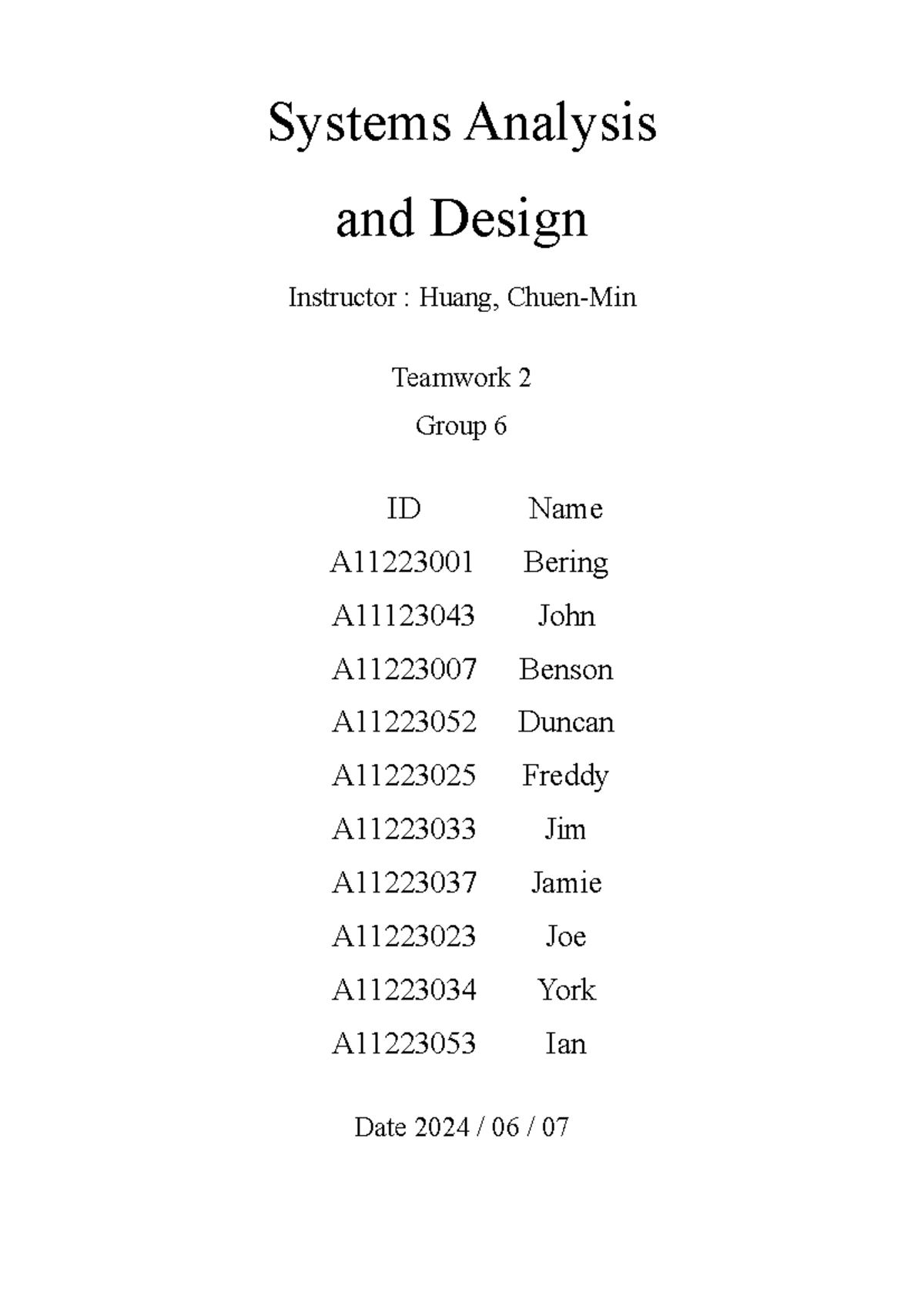 TW2 v7 - Team Project on Systems Analysis & Design for WEFC - Studocu