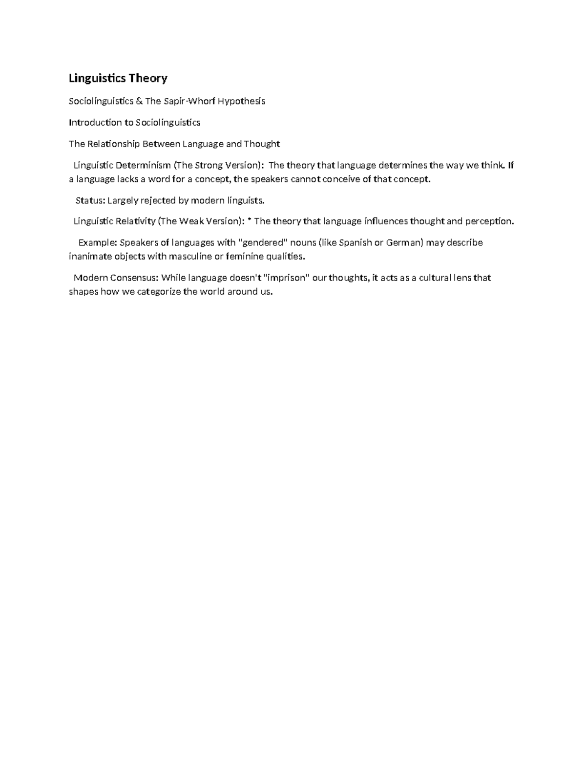 Linguistics Theory 2 - Sociolinguistics Notes on Language & Thought ...