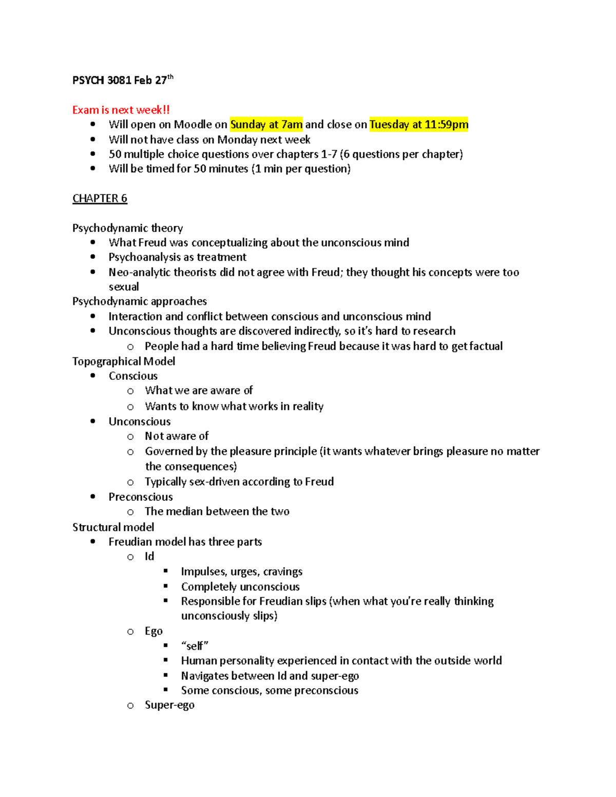 Psych 3081 Final Exam Study Notes on Chapters 6 & 7 - Studocu