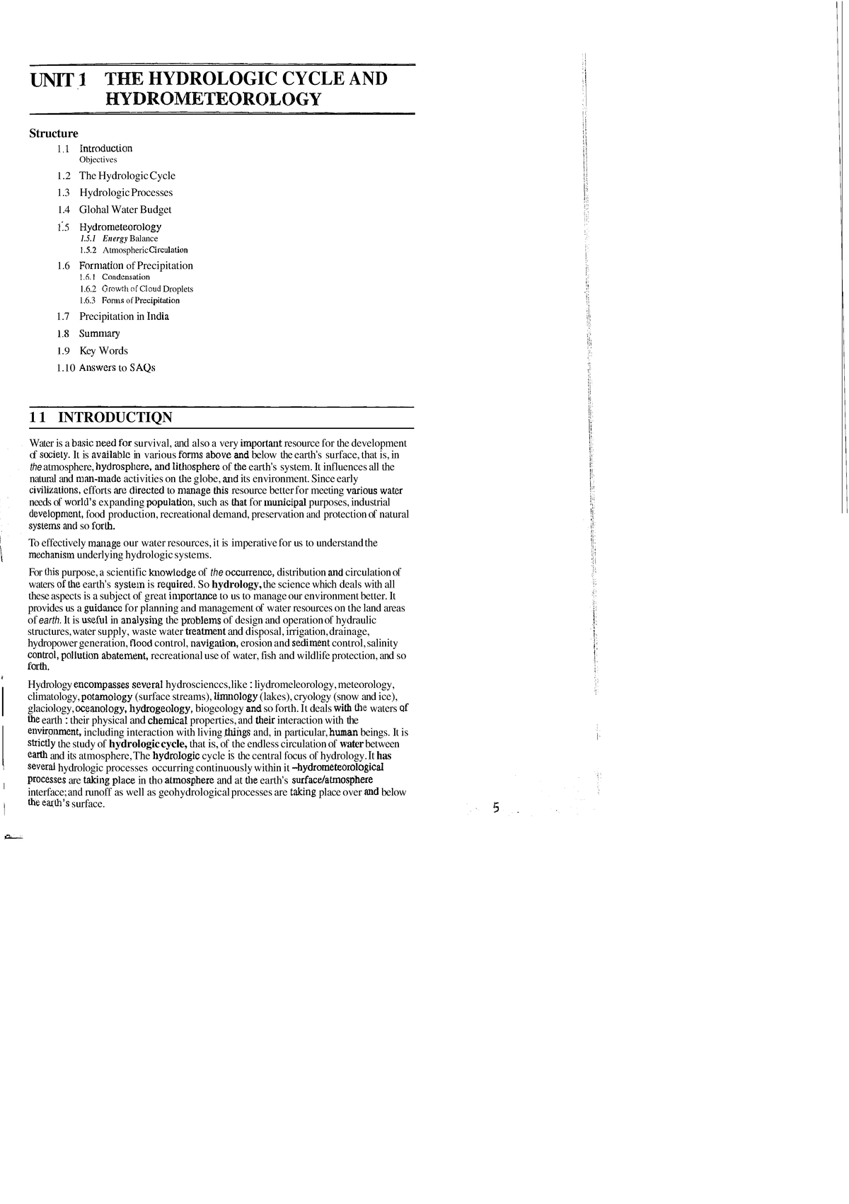 Unit 1: Hydrologic Cycle and Hydrometeorology Overview - Studocu