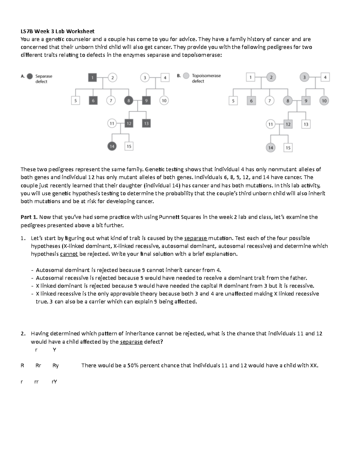 LS7B Week 2 Pre-Class Reading Guide on Genetic Principles