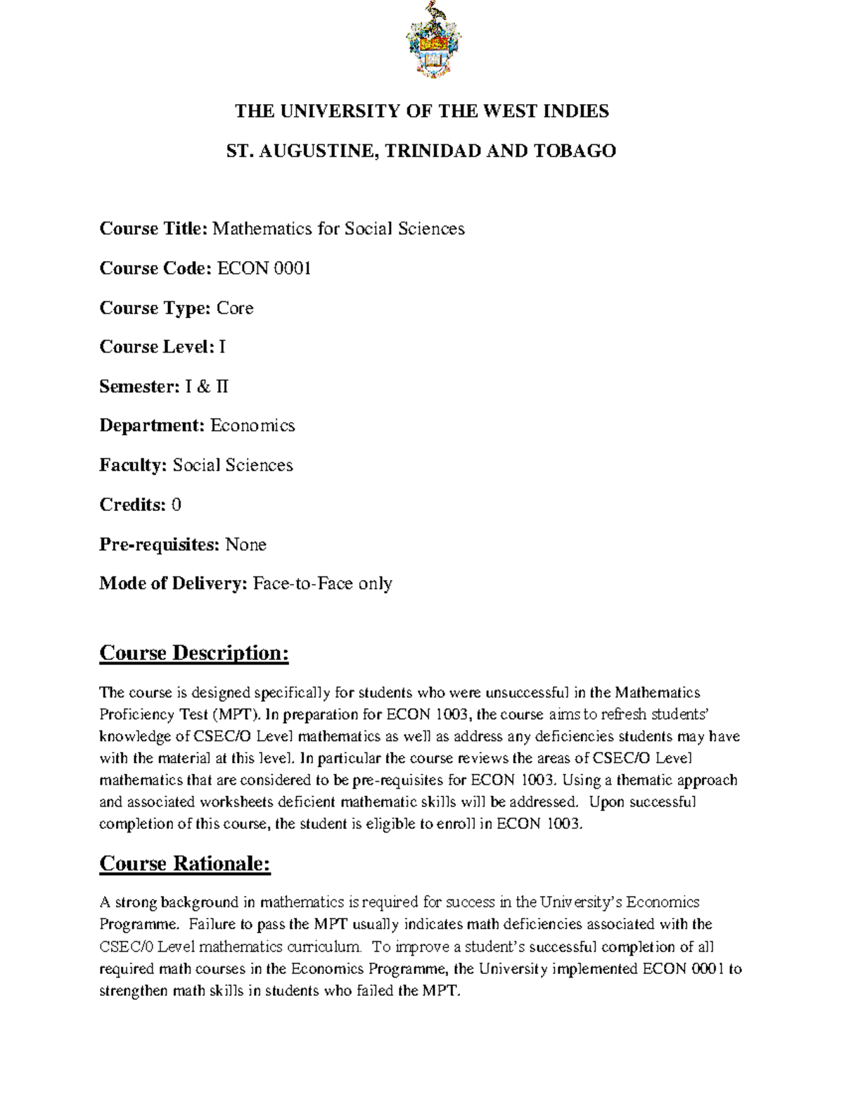 ECON 0001 - Overview of Remedial Mathematics Topics for Success - Studocu