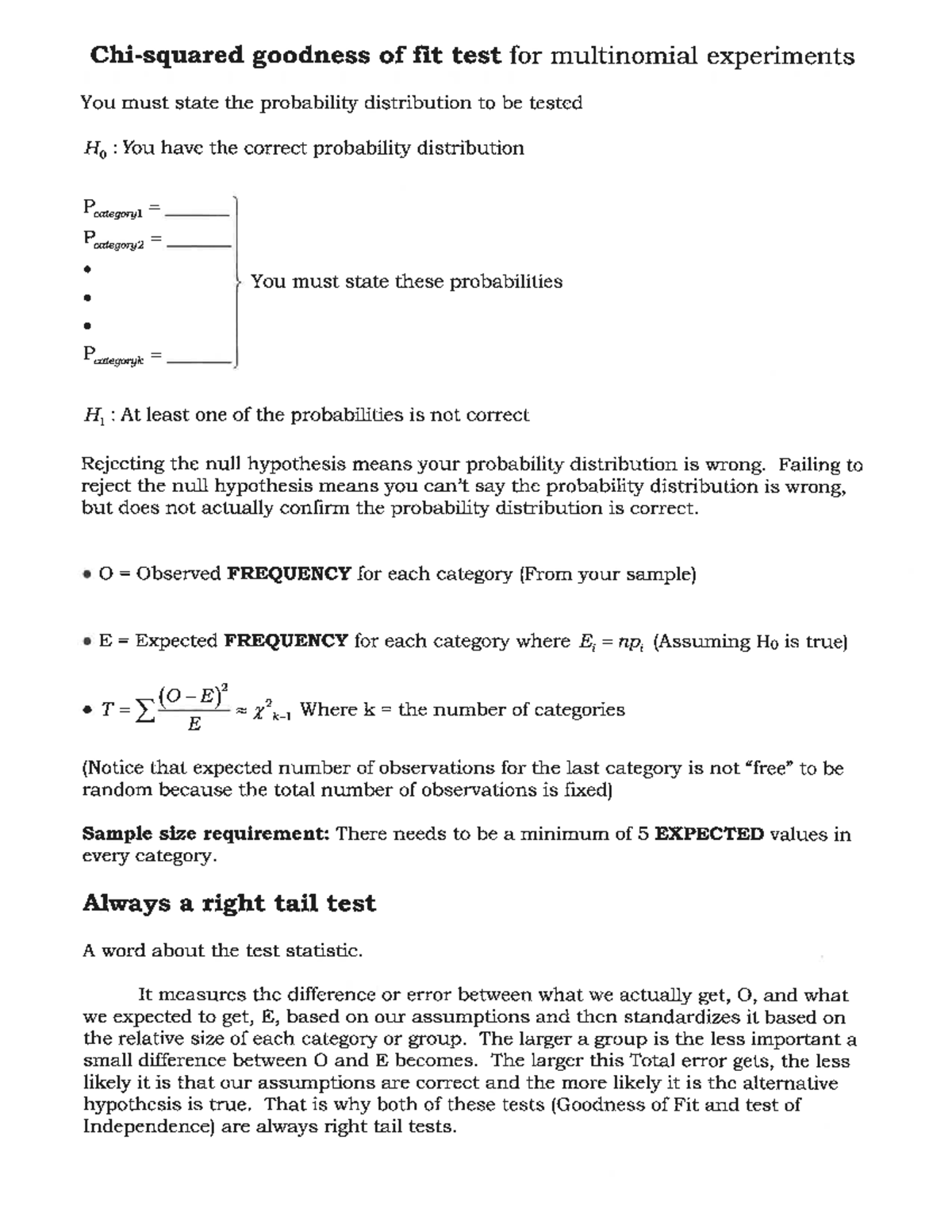 Goodness of fit notes - goodness of fit test for multinomial ...