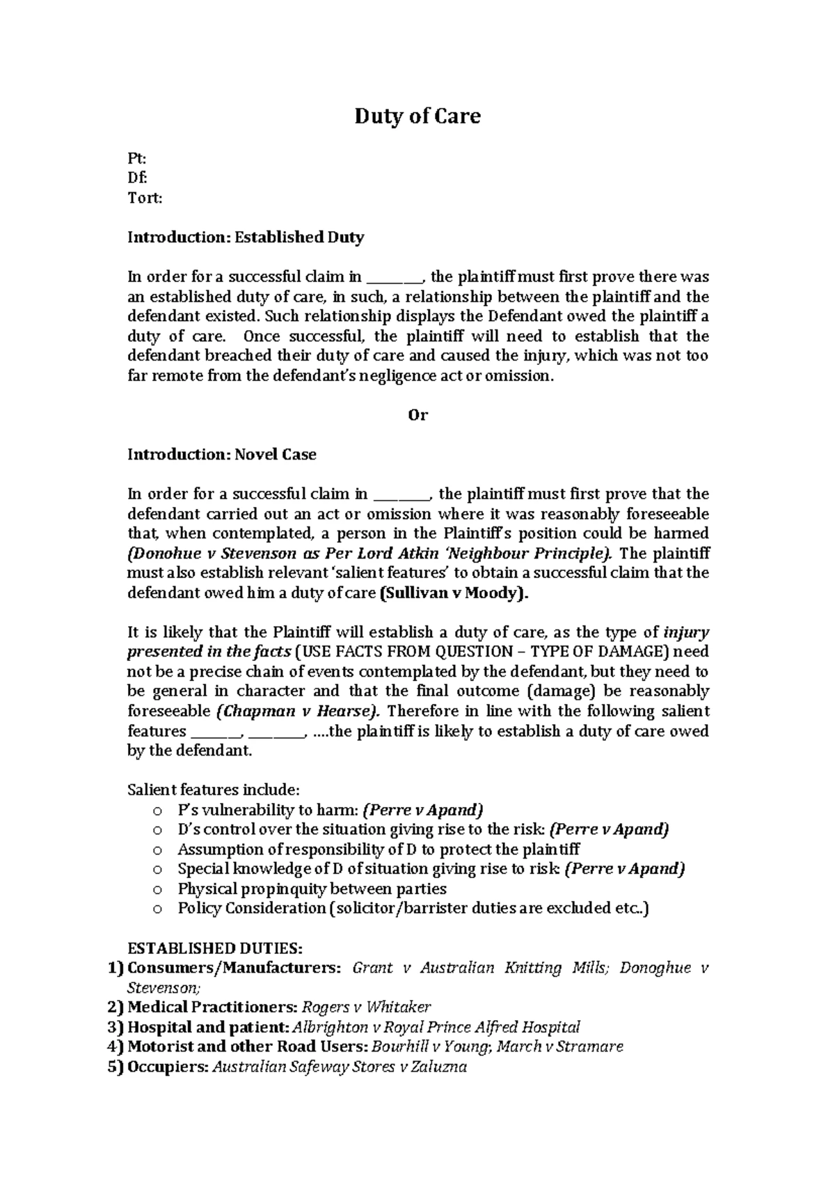 Practice Torts Final Exam Questions & Analysis 2024 - Studocu