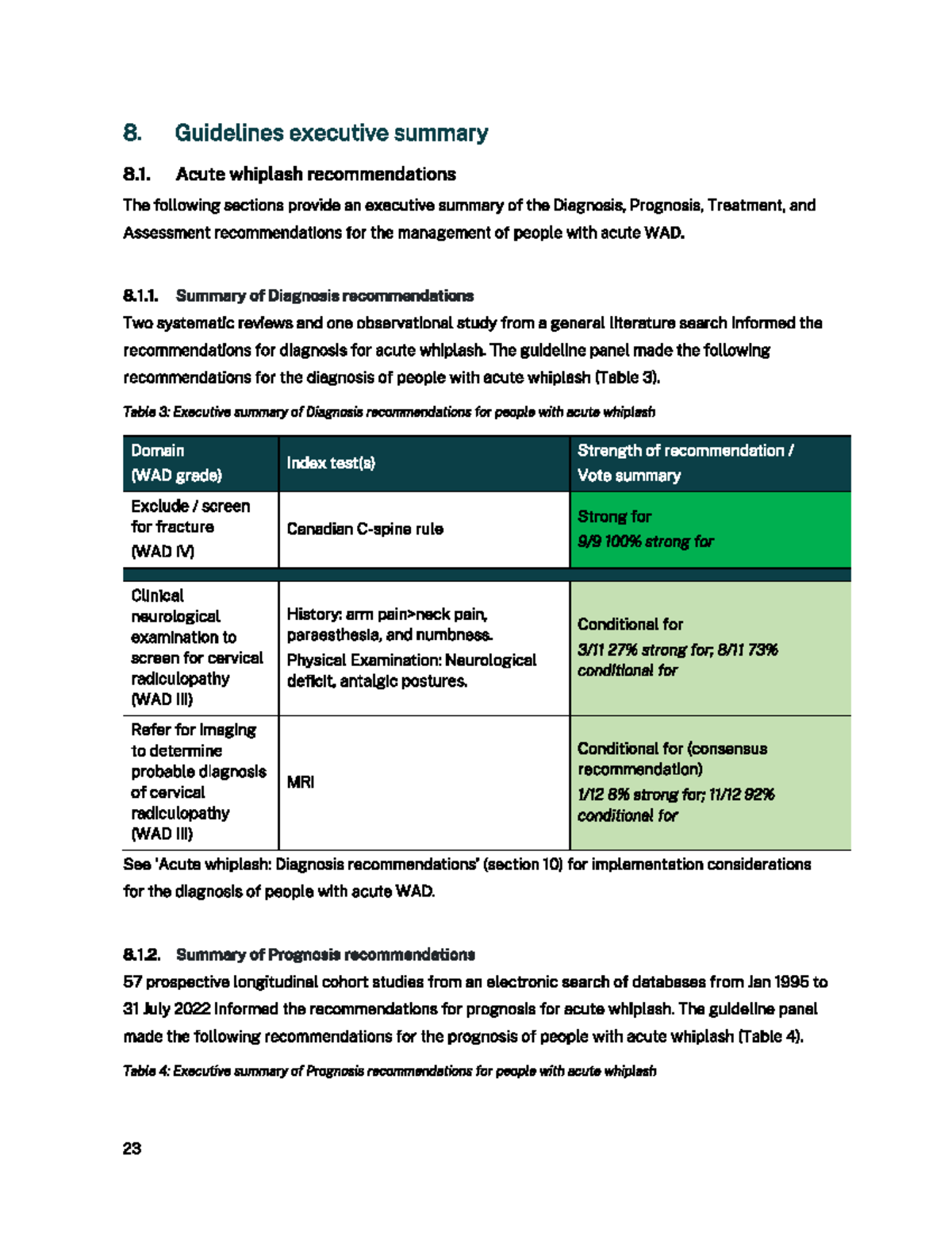 Acute vs Chronic WAD Guidelines: Executive Summary Recommendations ...