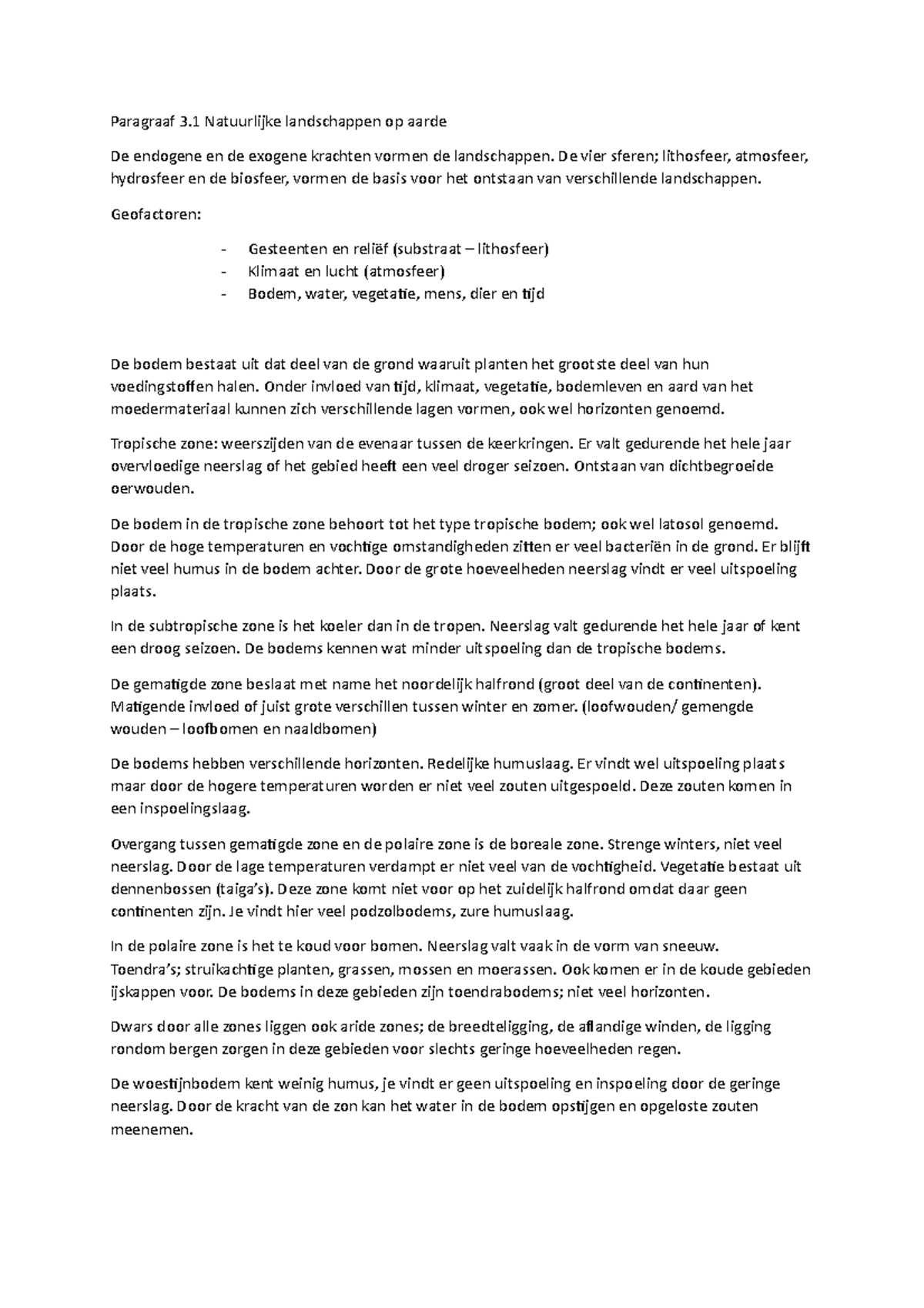 Paragraaf 3.1: Natuurlijke Landschappen en Geofactoren van de Aarde ...