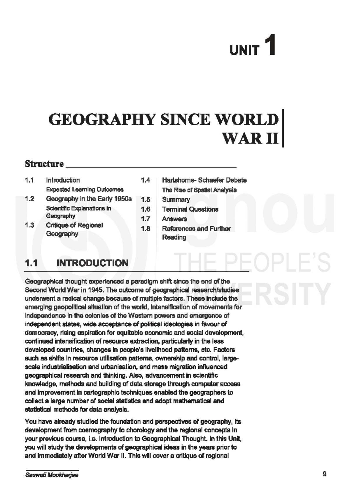 Unit 1: The Hartshorne-Schaefer Debate in Post-WWII Geography - Studocu