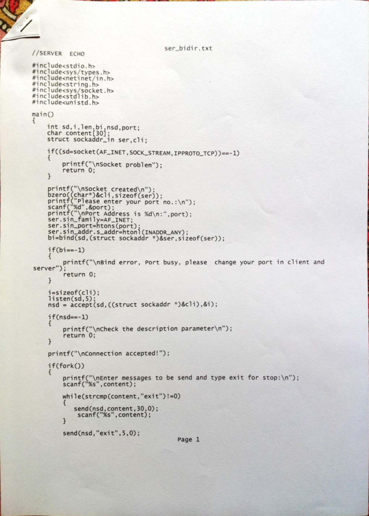 ser_bidir.txt: ECHO Program Implementation in C for Socket ...