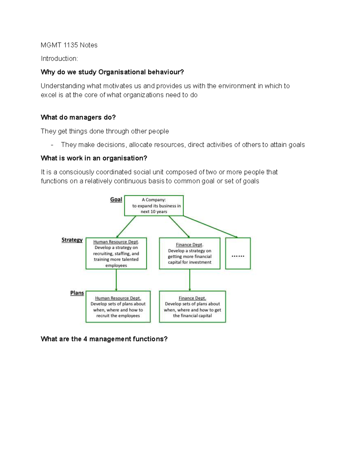 MGMT 1135 Lecture Notes: Understanding Organizational Behavior and ...
