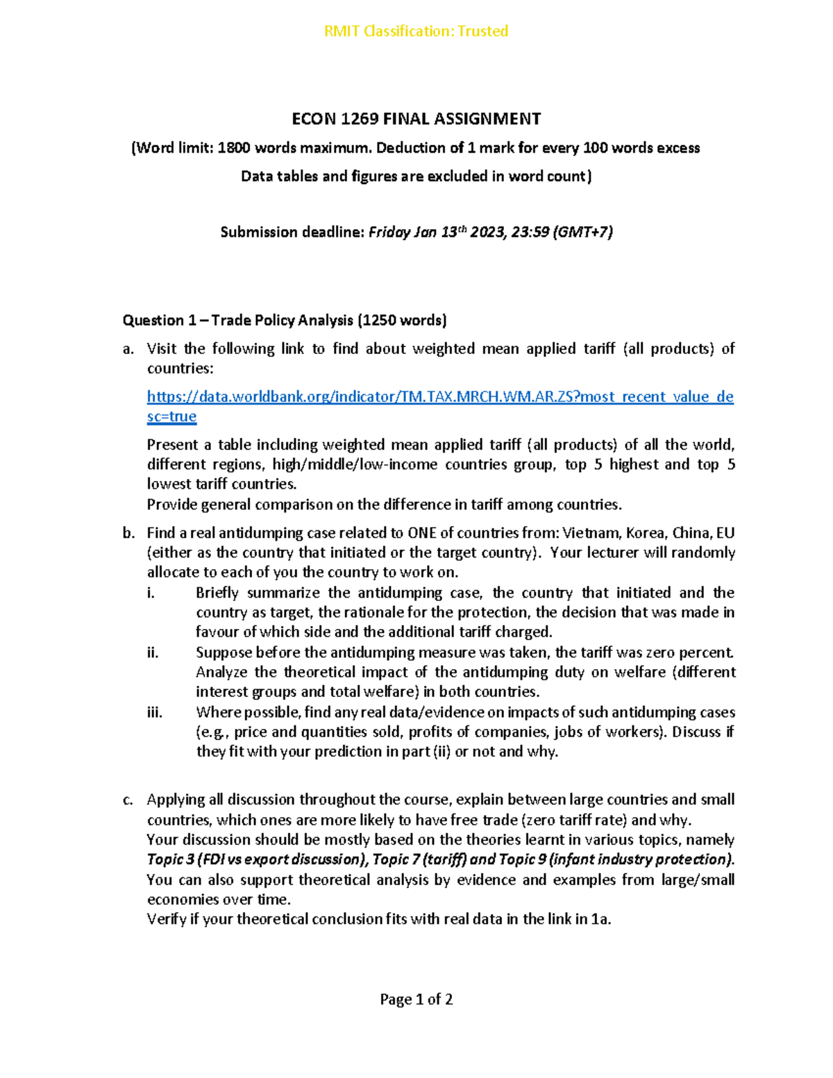 22C - ECON 1269 Final Assignment: Trade Policy & Offshoring Analysis ...