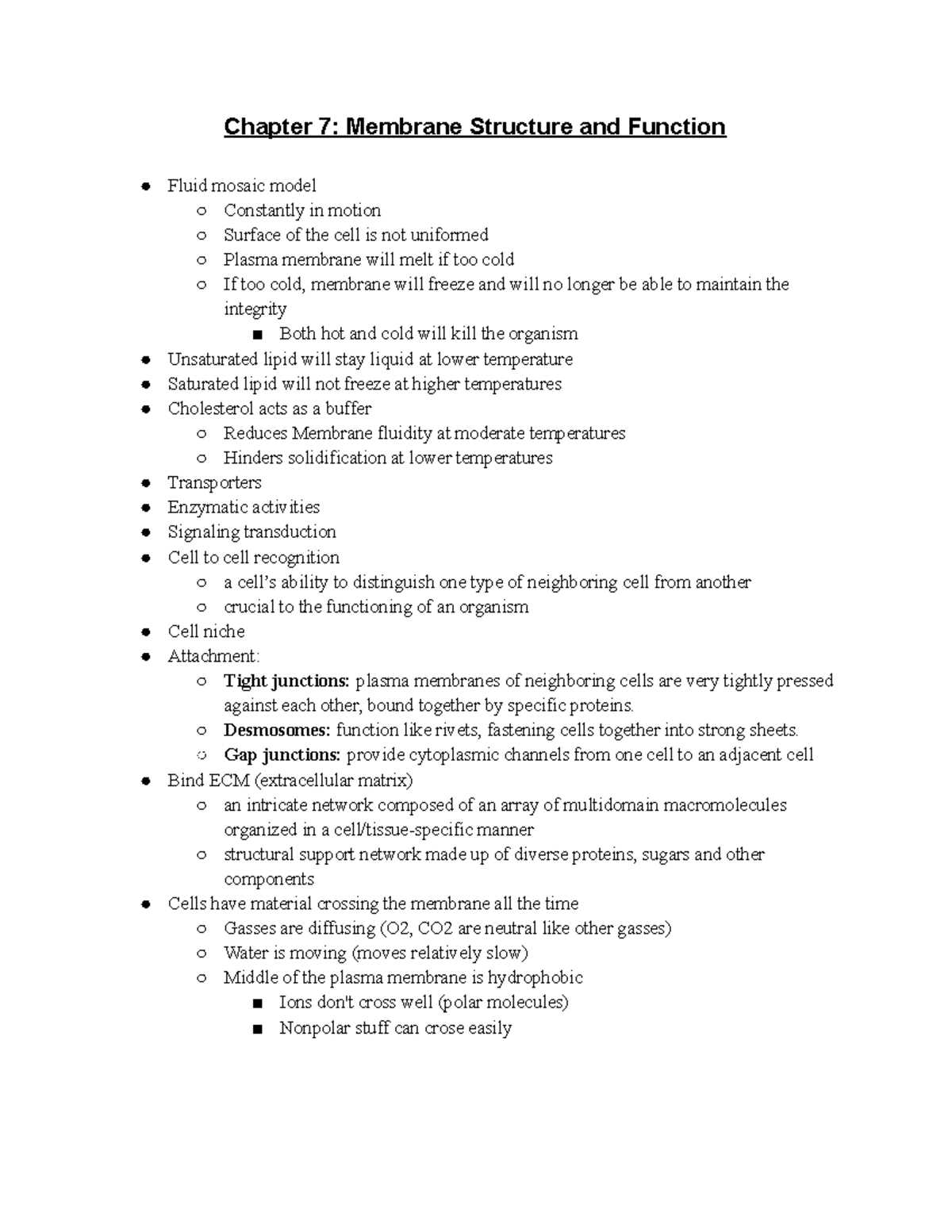 Chapter 7: Membrane Structure & Function Highlights for Exam Review ...
