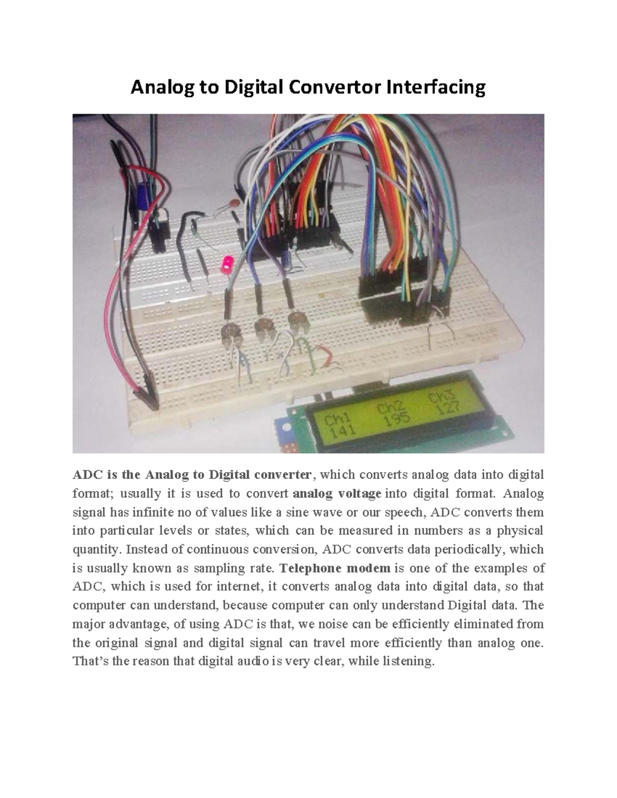 Unit 5: ADC Interfacing and Implementation with 8051 Microcontroller ...