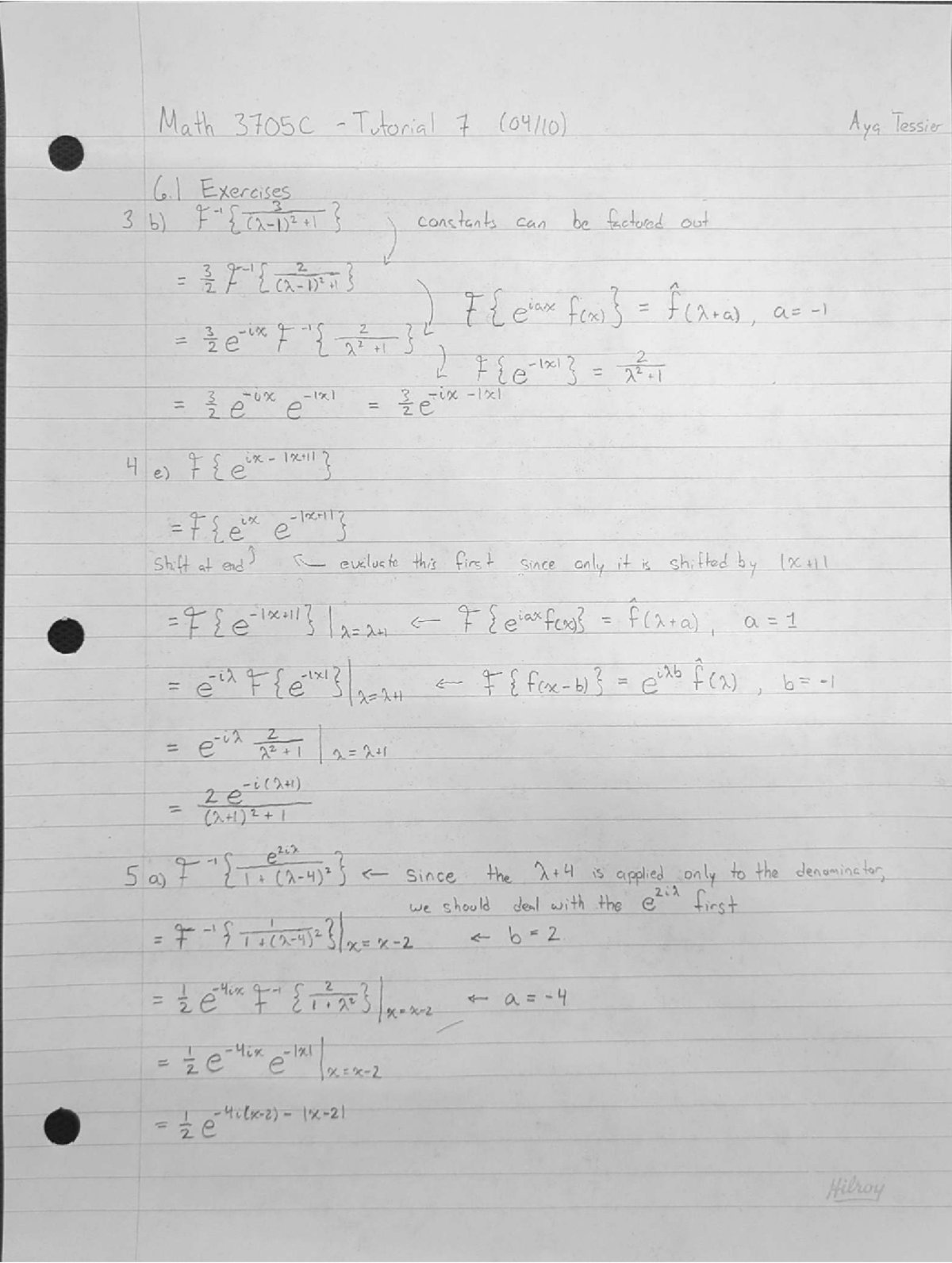 Tutorial 7 Solutions - Math 3705 (2024-04-10) - Studocu