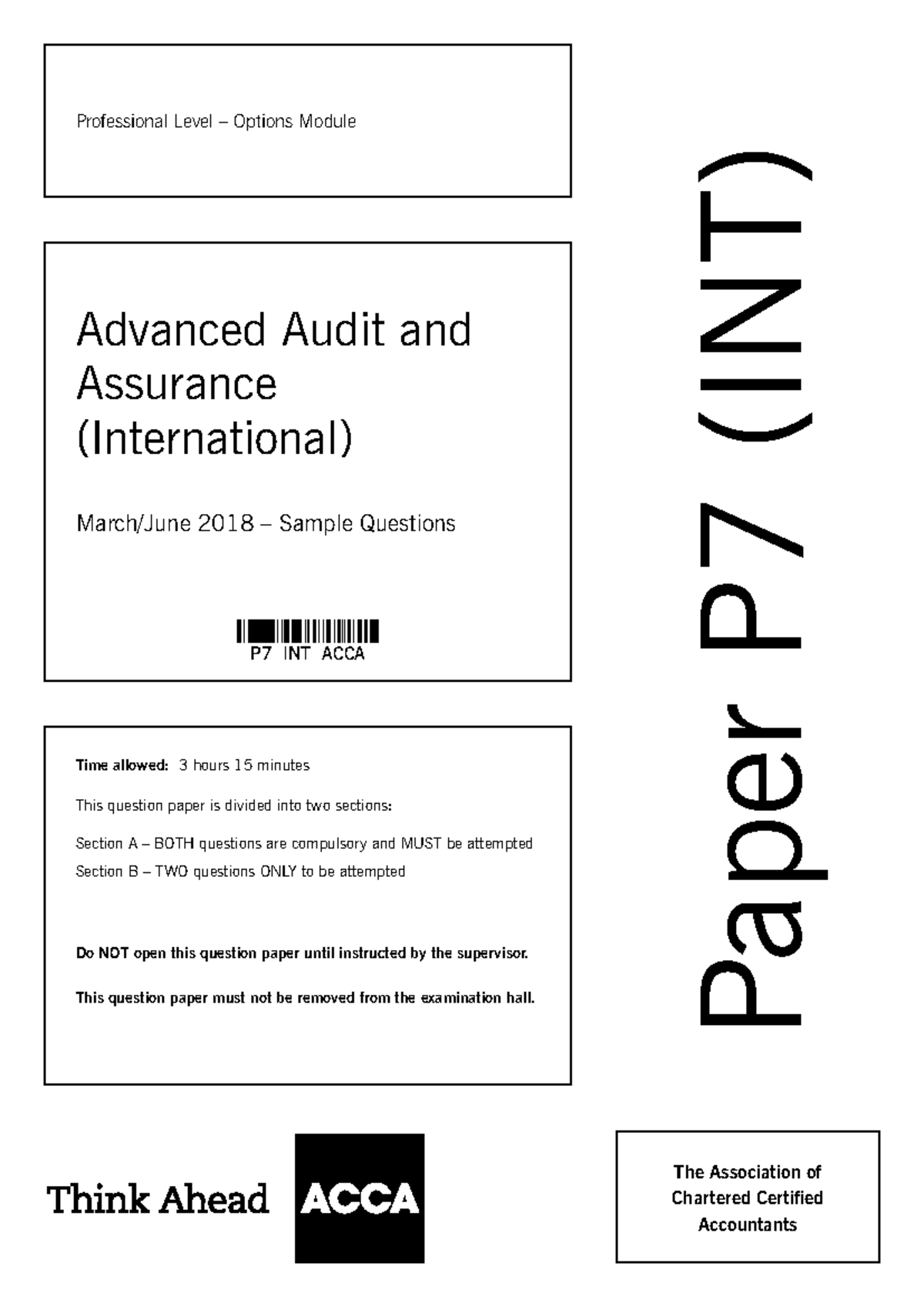 March-June 2018 AAA P7 INT Audit Past Exam Paper & Sample Questions ...