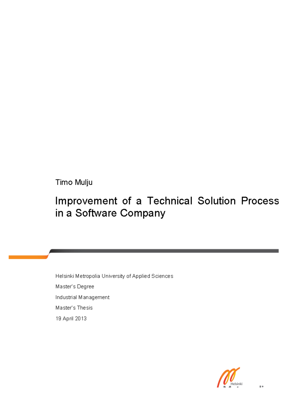 Improvement of Technical Solutions Process in Software Companies ...
