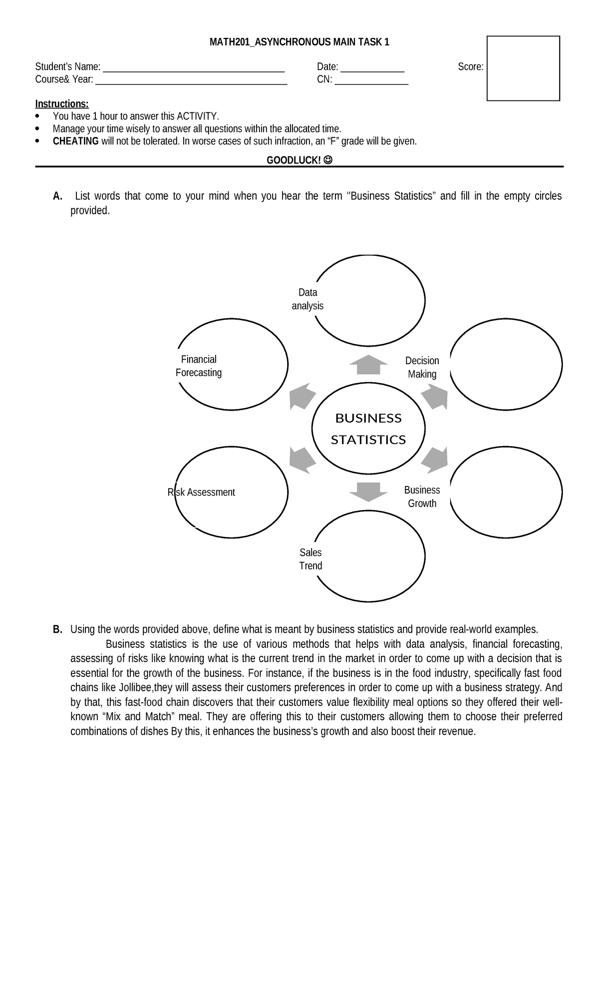 MATH201: Asynchronous Main Task 1 - Business Statistics Activities ...