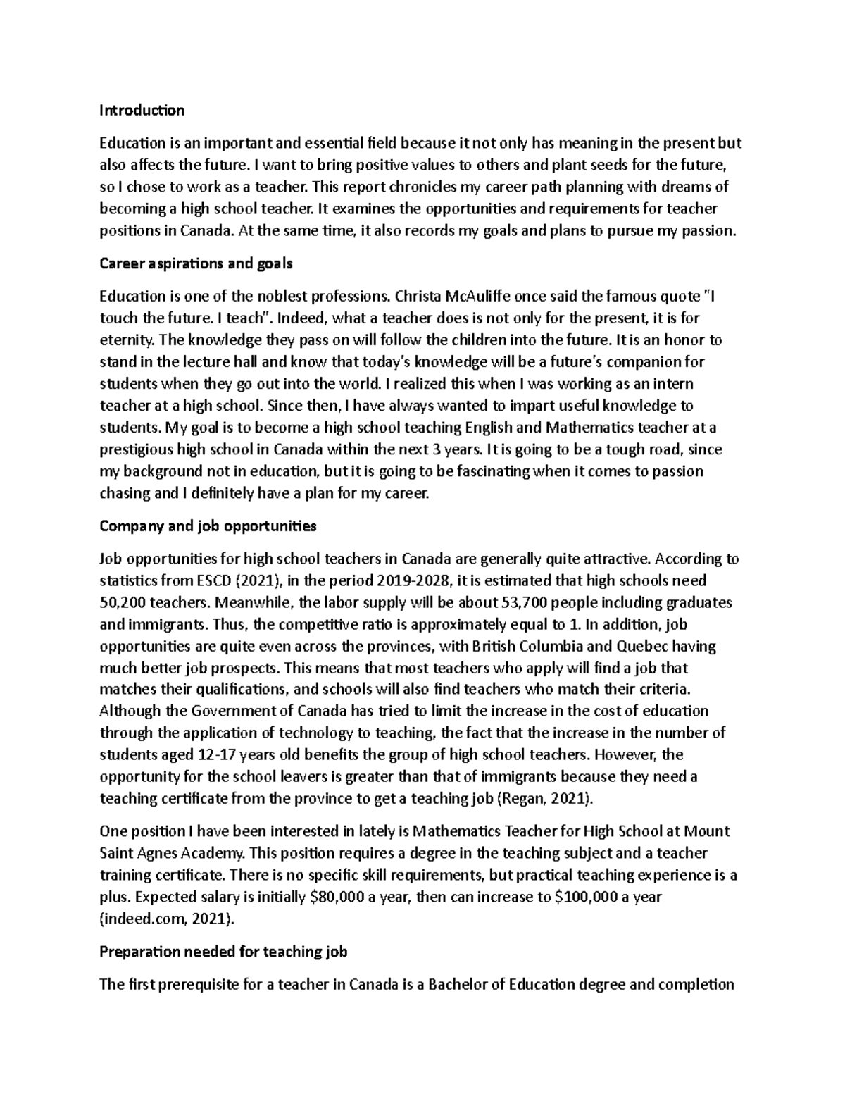 This is report of Education for Children course - Introduction ...