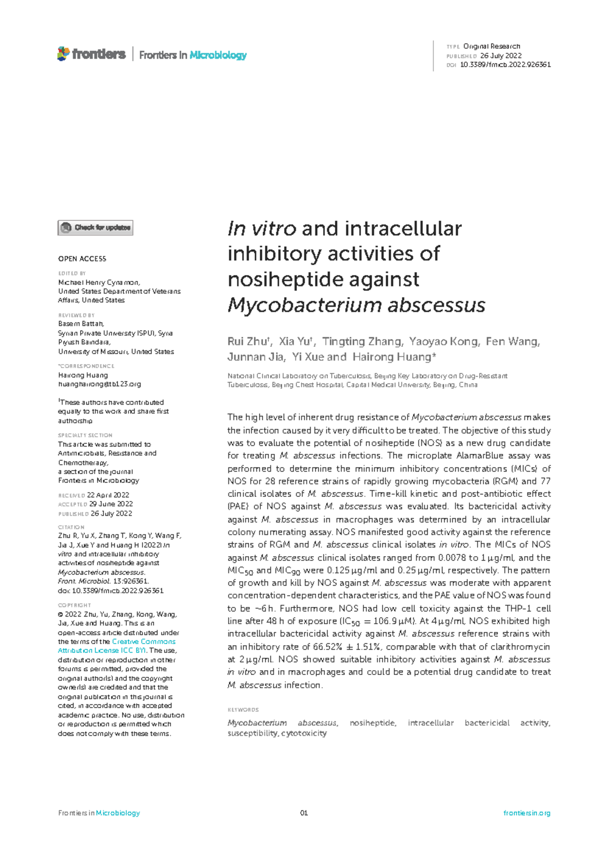 In Vitro Efficacy of Nosiheptide Against Mycobacterium abscessus - Studocu