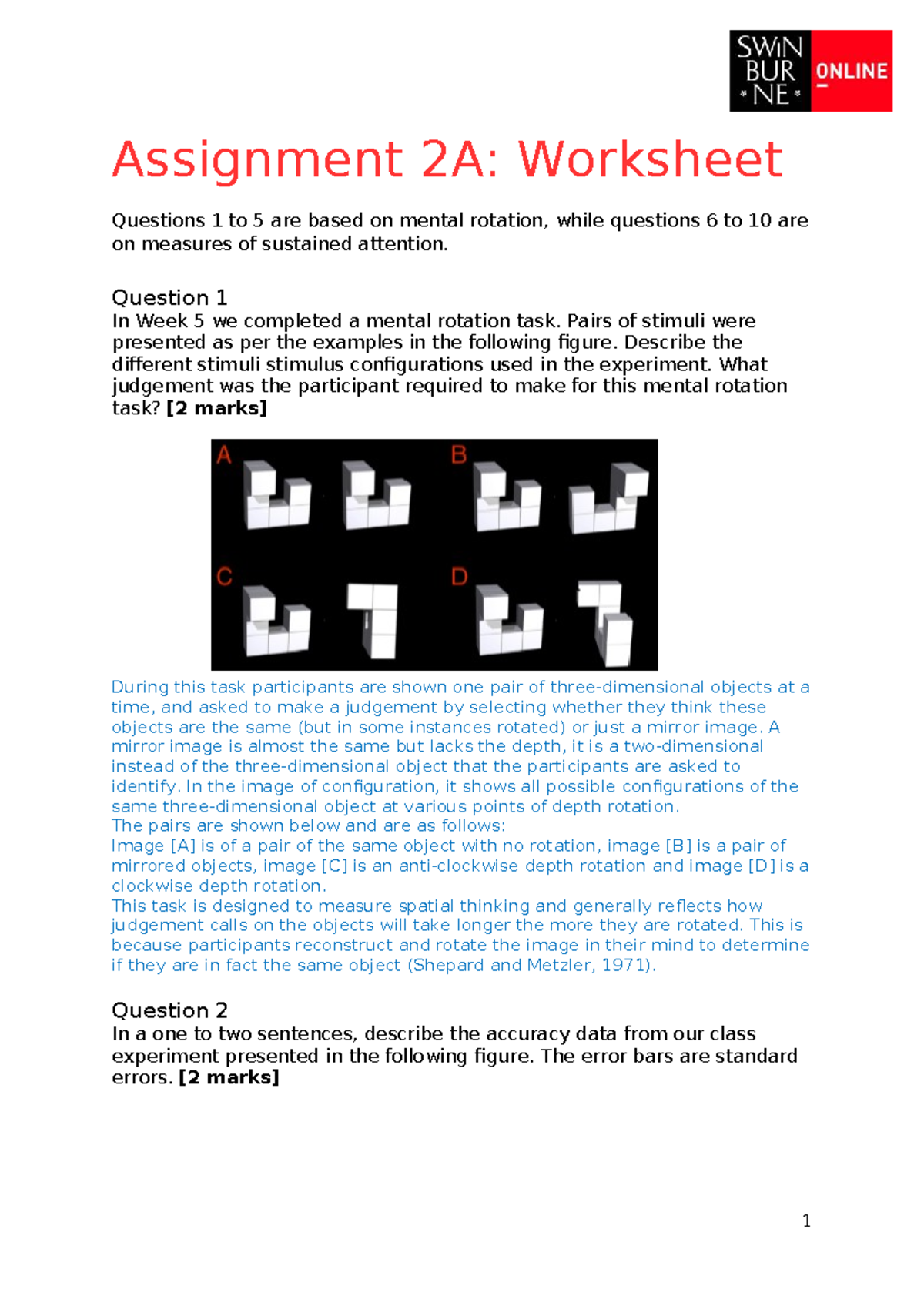PSY70014 Assignment 2A: Mental Rotation & Sustained Attention Analysis ...