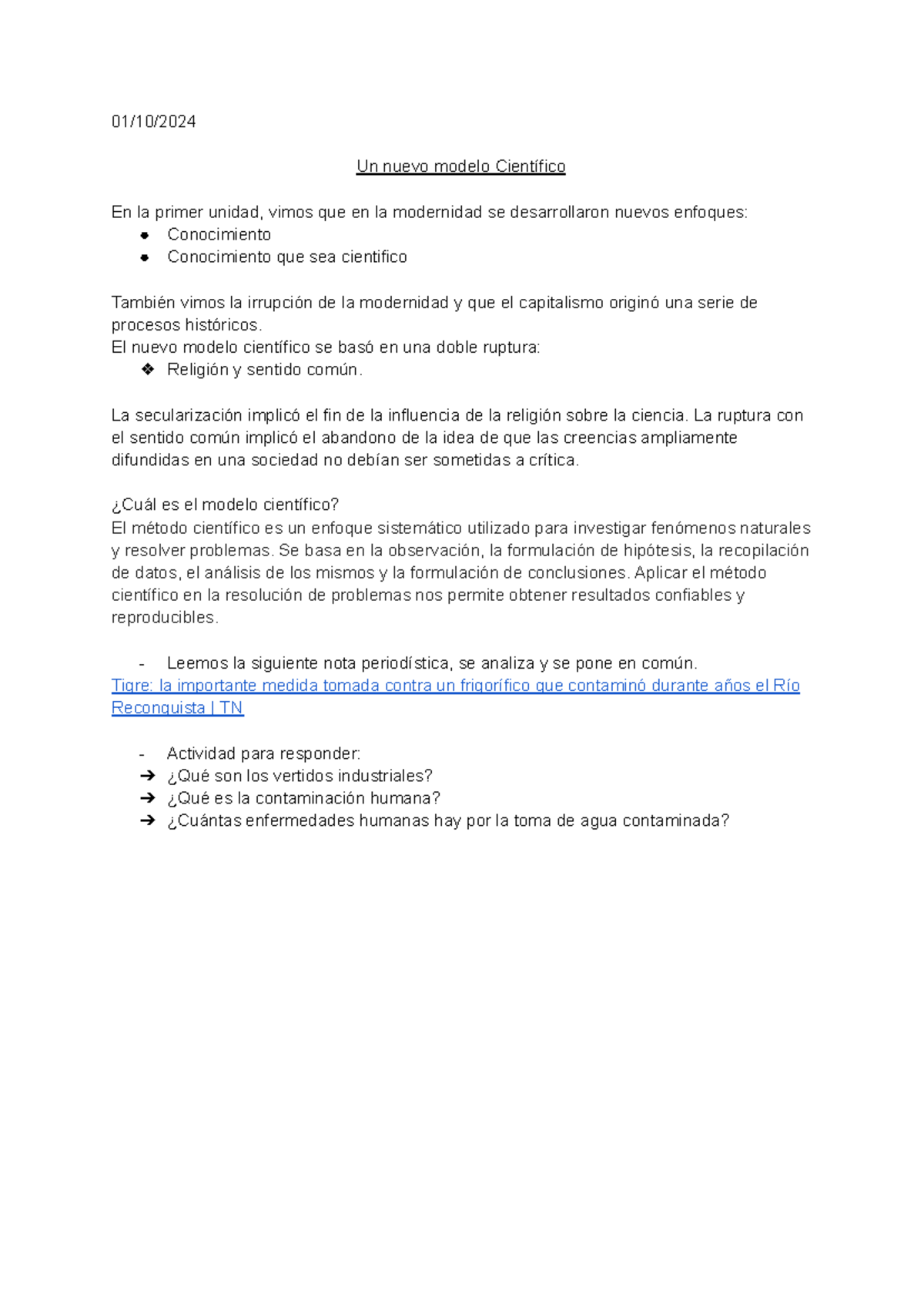 01 10 2024 modelo cient fico - 01/10/ Un nuevo modelo Científico En la ...