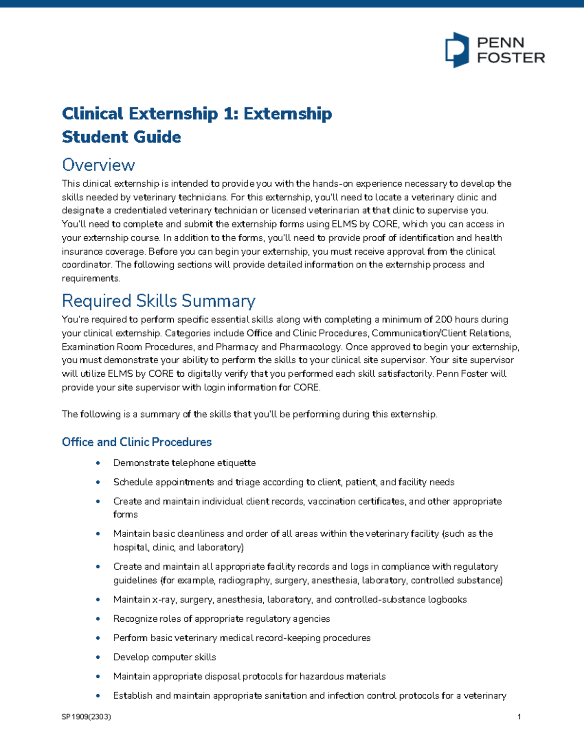 Clinical Externship 1: Student Guide to Veterinary Skills and ...