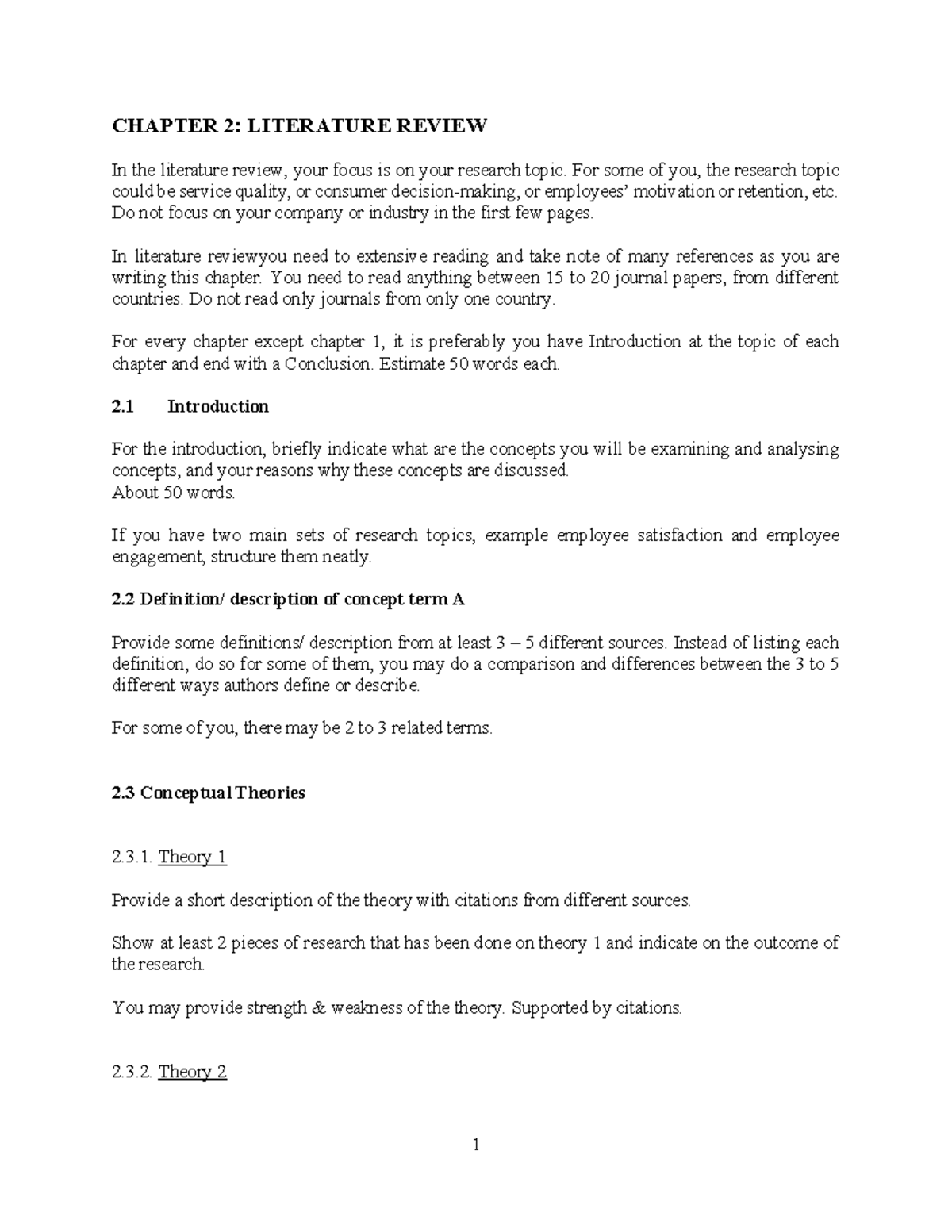 Chapter 2: Literature Review on Research Topics & Theories - Studocu